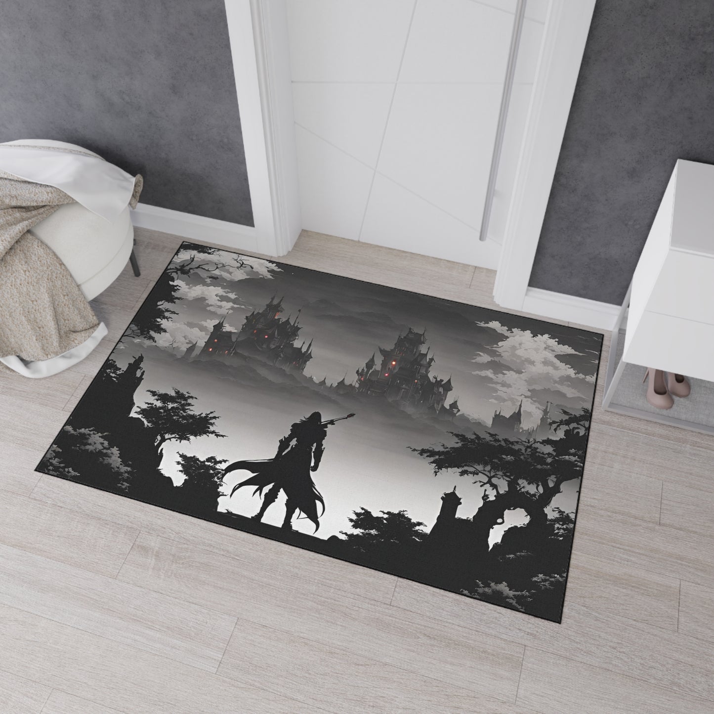 Castlevania Belmont Video Game Inspired Floor Mat | Death and Terror Await in the Dark of Night Bathroom Decor | Dracula Door Entry Gift