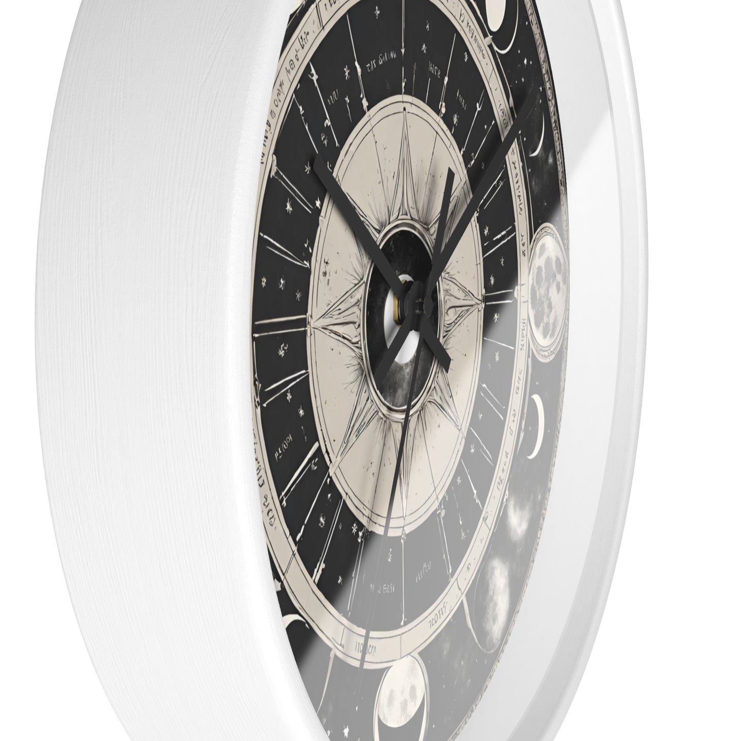 Moon Phases Wall Art Clock | Lunar Cycle Astronomy Wall Hanging | Home Office Solar System Wall Decor Gift