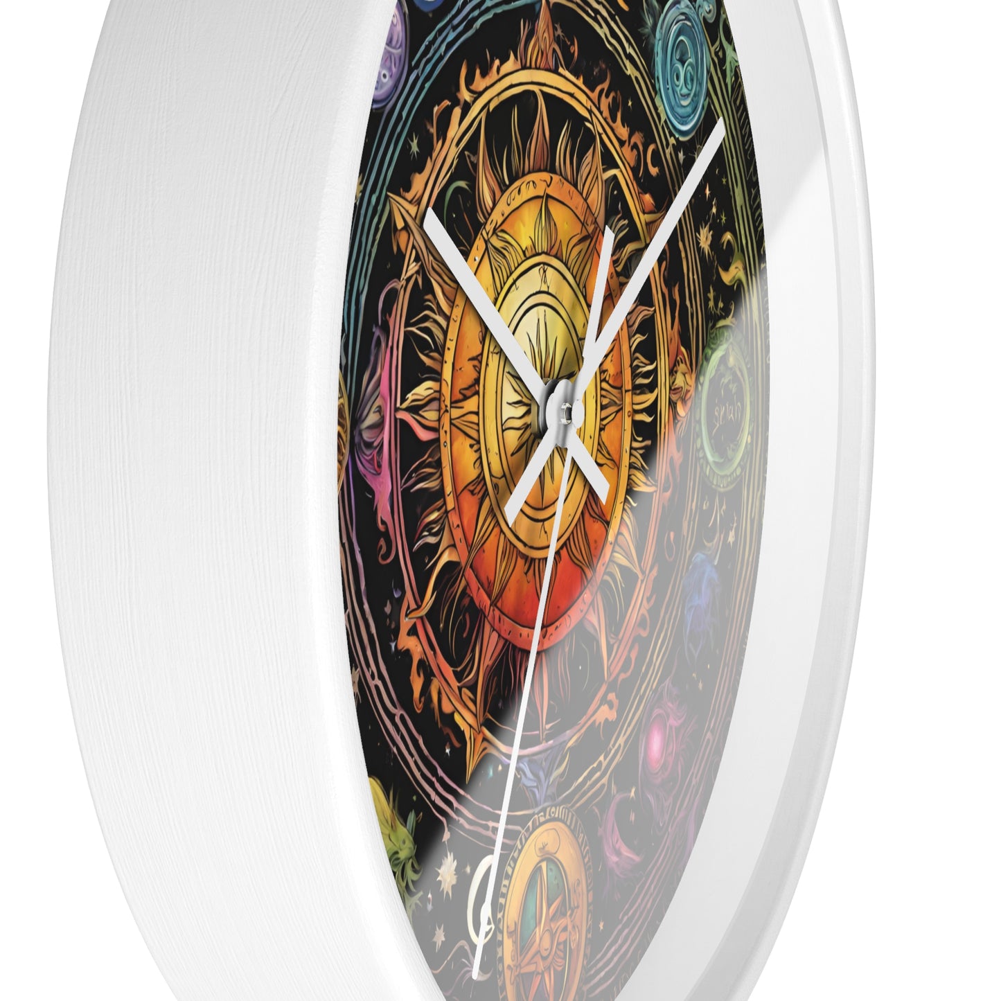 Sun Collage Wall Art Clock | Celestial Solstice Astronomy Wiccan Hanging | Comet Constellations Home Office Solar System Pagan Decor Gift
