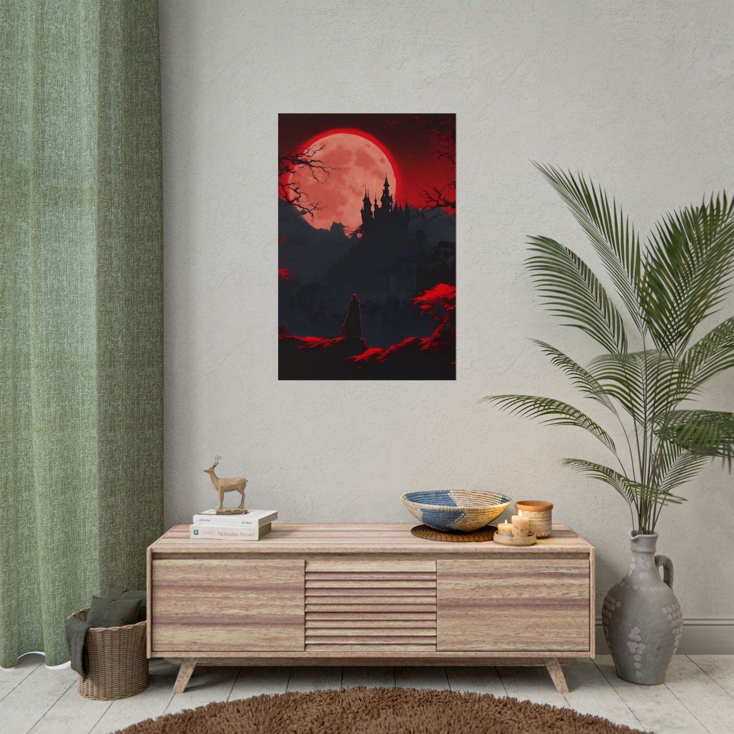 Castlevania Belmont Video Game Room Inspired Wall Decor | Cursed Ring of Lunar Blood Poster | Dracula Castle Vampire Night Wall Hanging