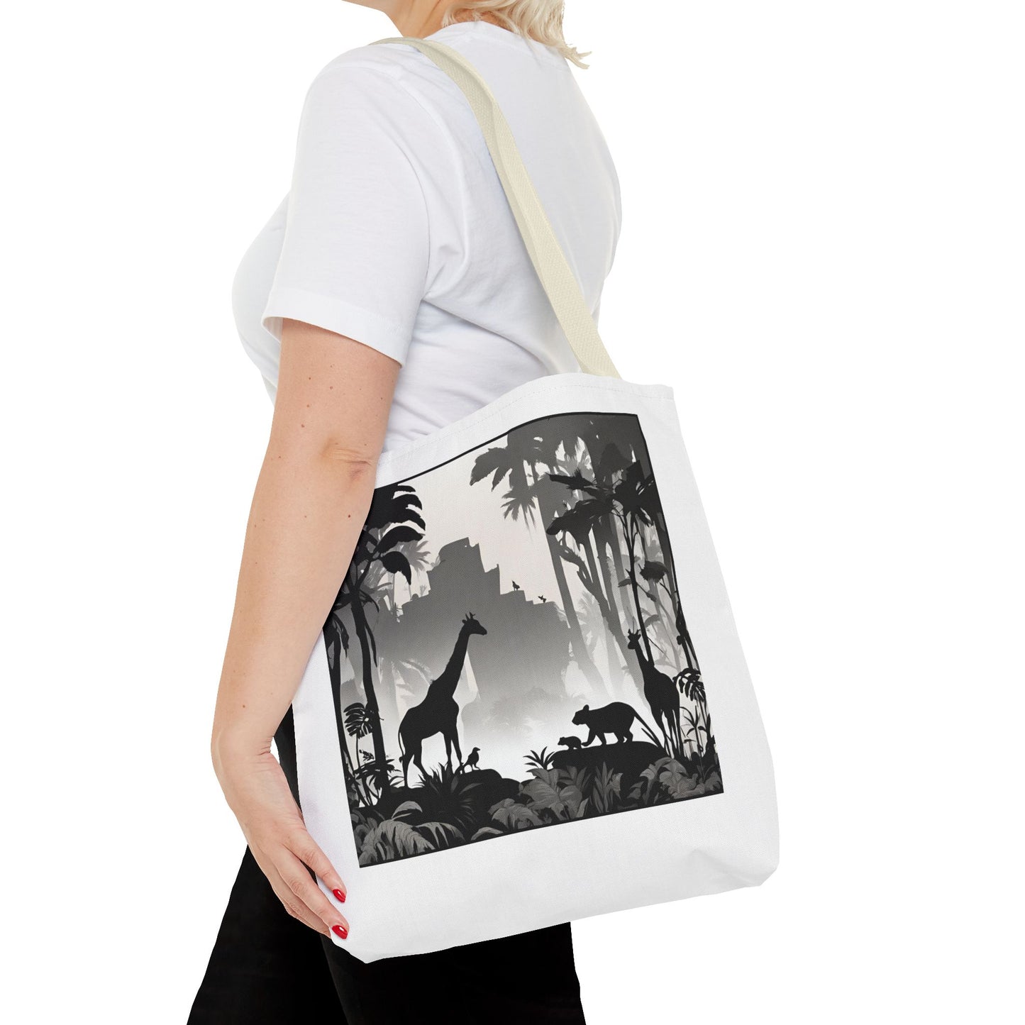 Giraffe Tote Bag | Savannah Forest Grocery Bag | Shadow Giraffes Nature Scene Travel Tote | Daily Office Traveler Tote Bag