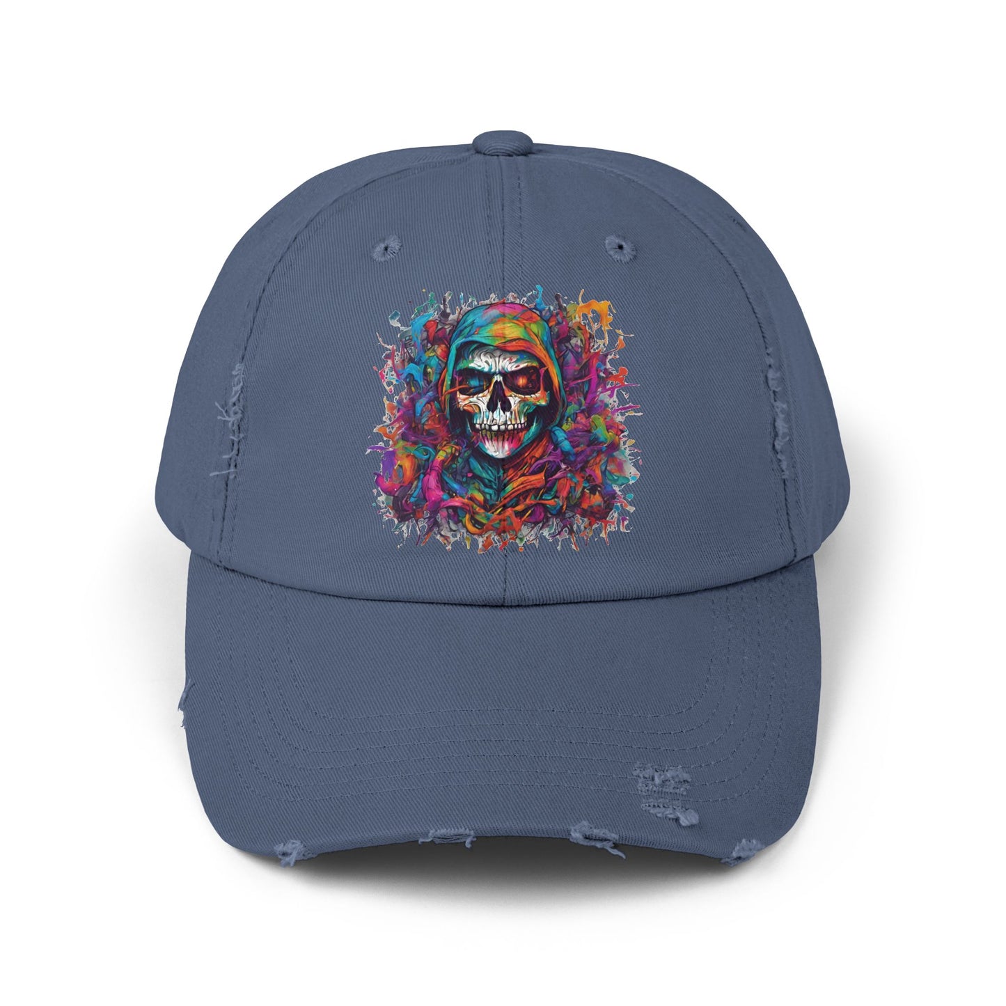 Abstract Art Unisex Cap | Masters of the Universe Inspired Hat | Rainbow Psychedelic Skull Spring Fishing Cap | Evil Scareglow Skeletor Gift