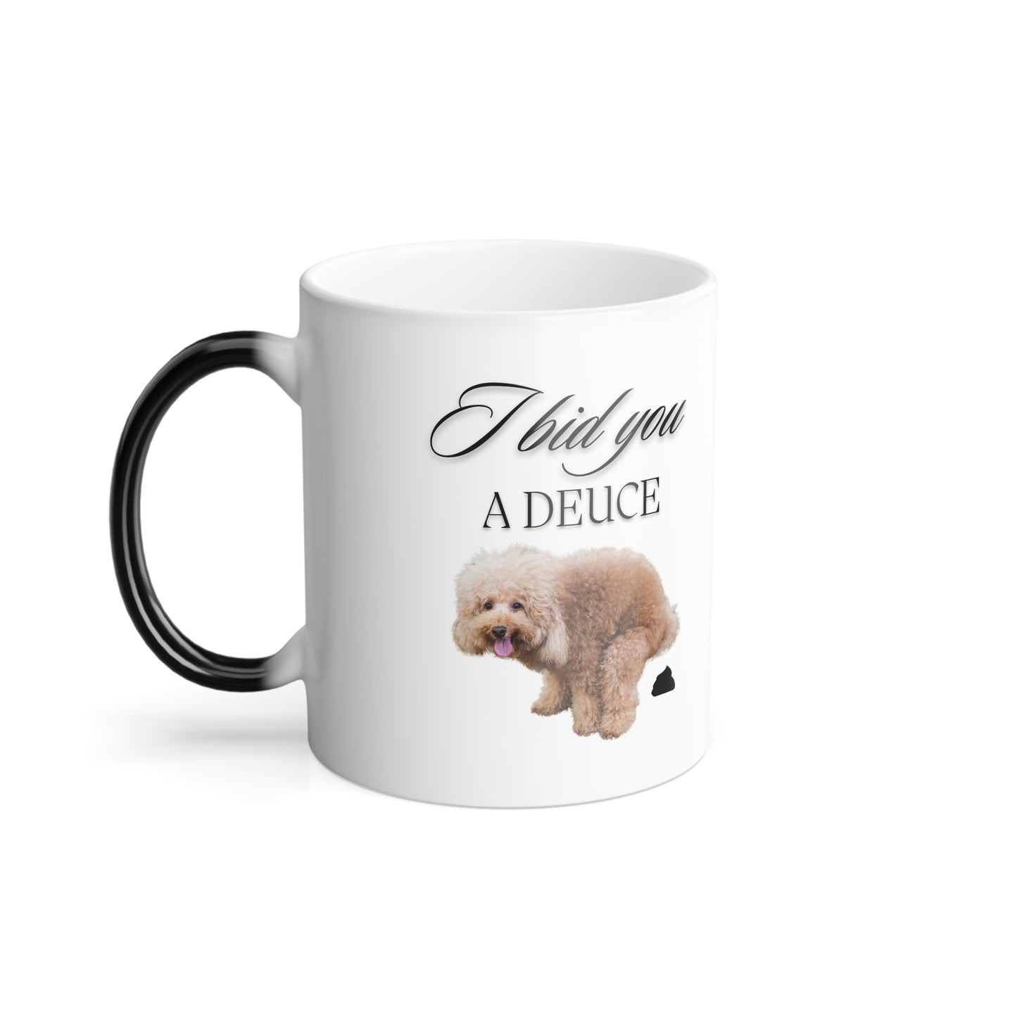Funny Dog Lovers Coffee Cup | Animal Poop Humor Color Changing Mug | Puppy Owner Pooping Gift | Humorous Morning Greeting Doggy Cup
