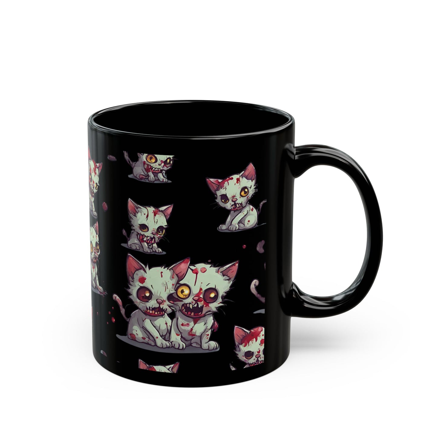 Zombie Cat Coffee Mug Gift, Cute Walking Dead Undead Kittens Tea or Cocoa Cup, Kids or Adults Home Work Office Morning Caffeine Mug