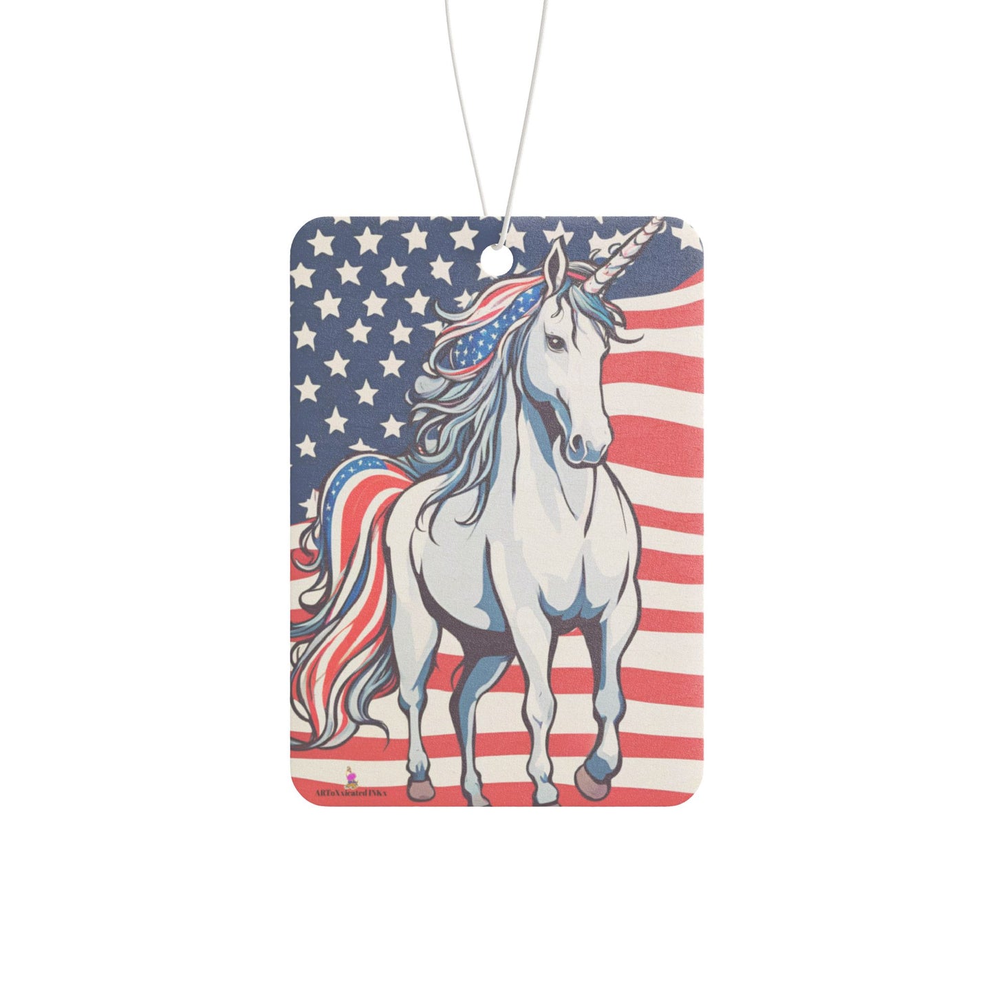 Red White & Blue Patriotic Unicorn Car Air Freshener, American Flag Freedom Horse Scented Gift, Stars and Stripes U.S. Truck Auto Accessory