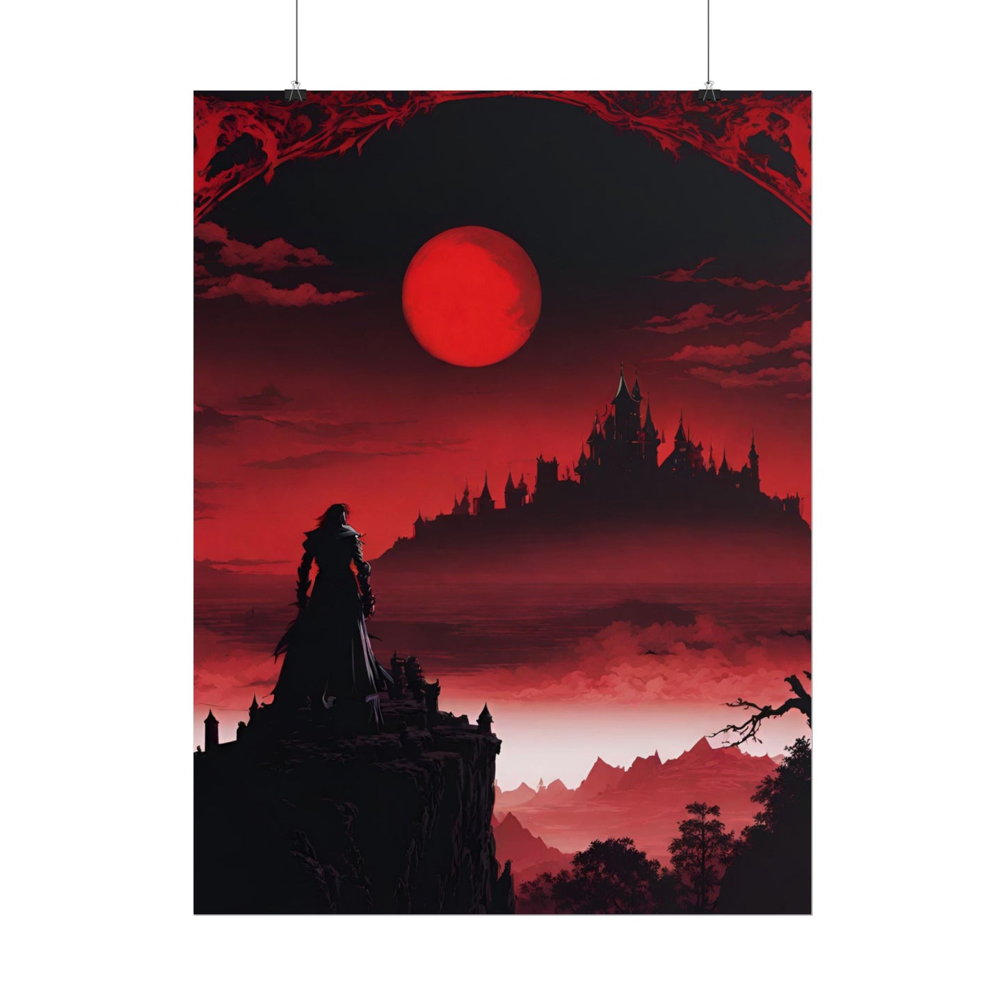 Castlevania Belmont Video Game Room Wall Decor | What A Horrible Night to Traverse the Darkness Art | Dracula Castle Vampire Wall Hanging