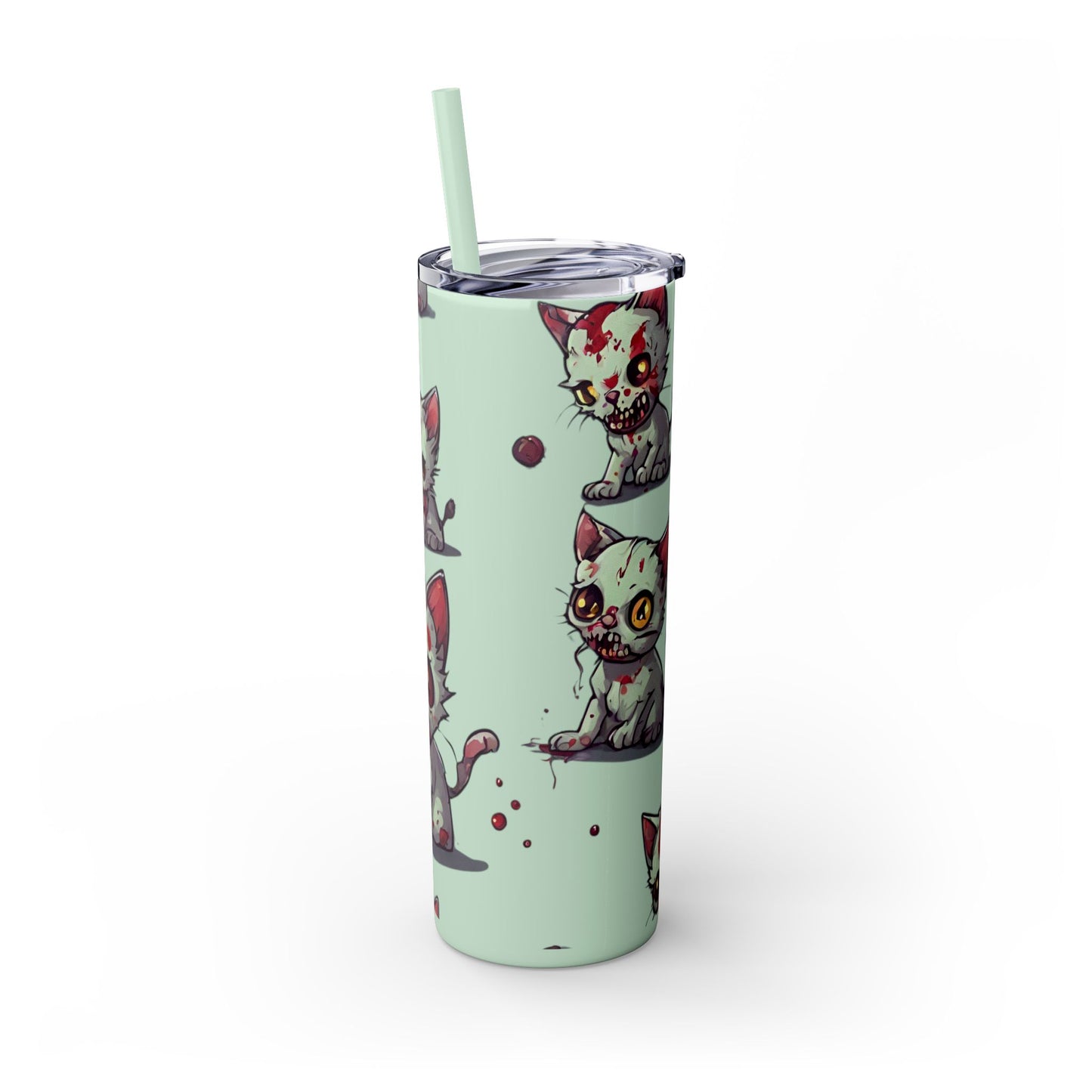 Zombie Kitties Skinny Tumbler | Mutated Kitten Zombies Insulated Cup | Furry Mutant Cats Office College School Hiking Road Drink Traveler