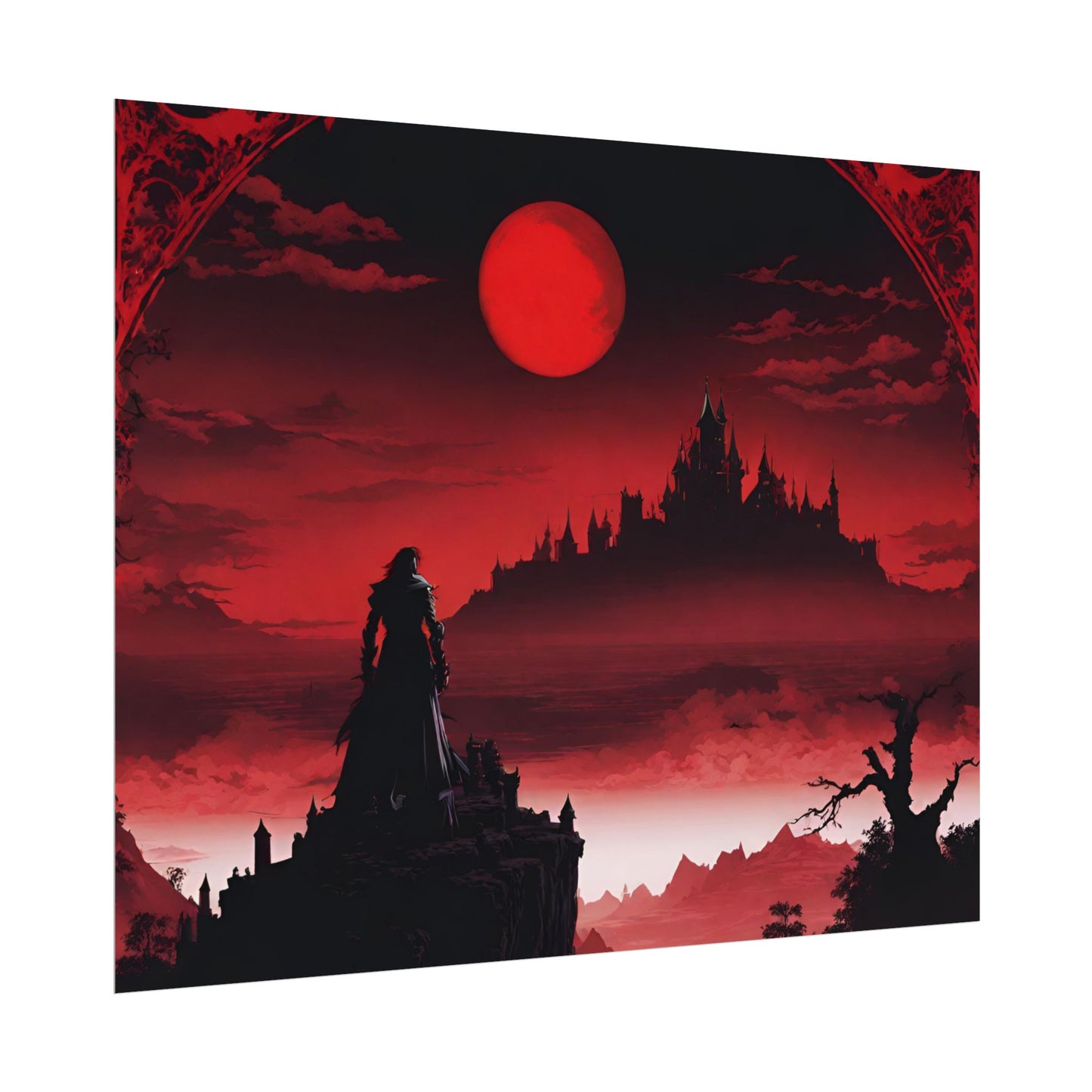 Castlevania Belmont Video Game Room Wall Decor | What A Horrible Night to Traverse the Darkness Art | Dracula Castle Vampire Wall Hanging
