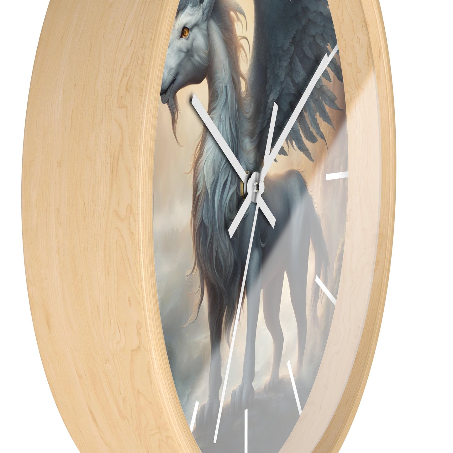 Majestic Myths Art Clock | Pegasus Horned Winged Horse Wall Hanging | Mystical Mountain Cloud Fantasy Home Office Decor Gift