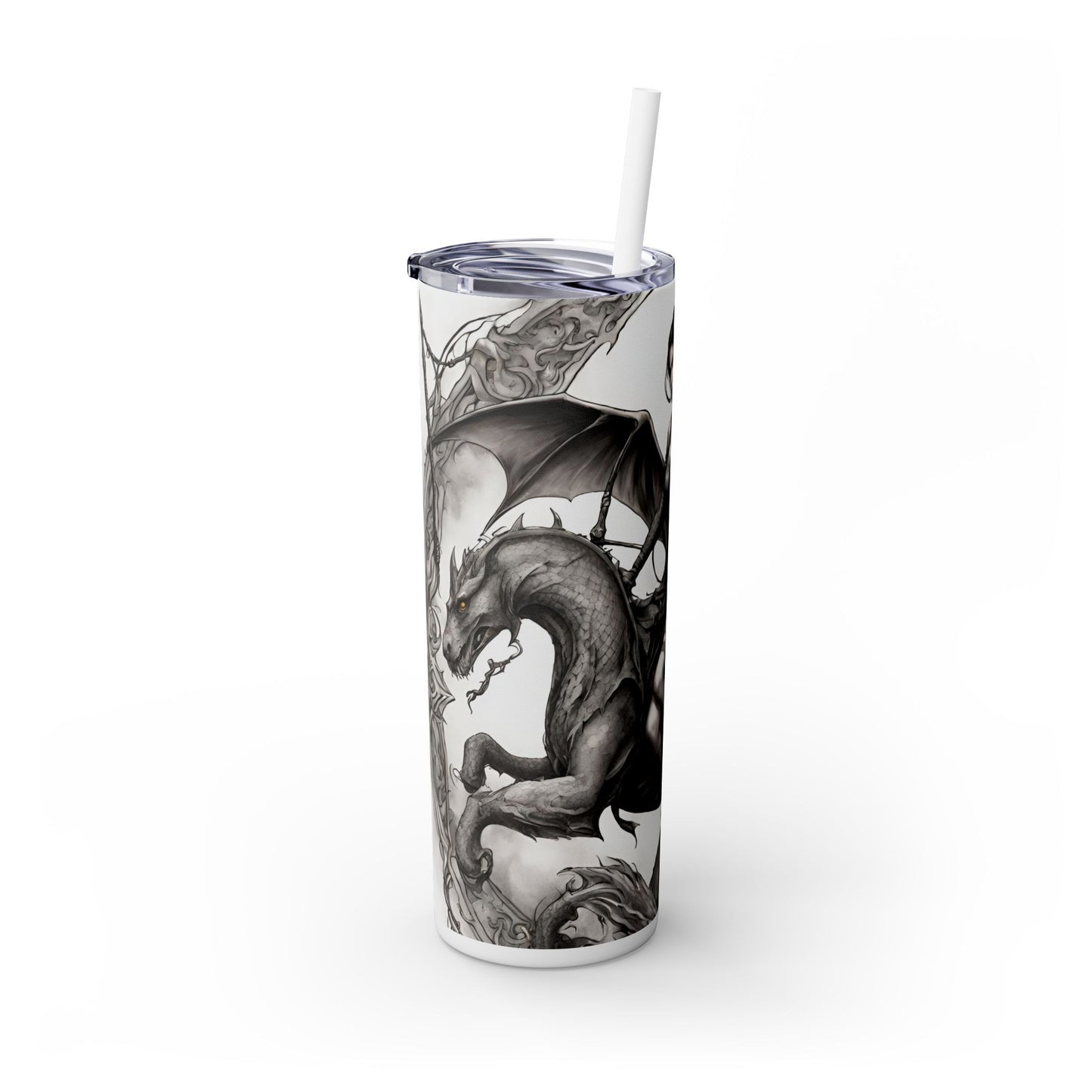 Gothic Medieval Flying Dragon Tumbler, Mutating Lizard Woman Beast Drinking Traveler, Dark Fantasy Liquid Cup