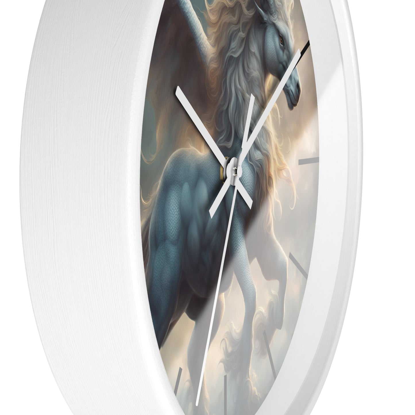 Majestic Myths Art Clock | Pegasus Horned Winged Horse Wall Hanging | Mystical Cloud Sky Fantasy Home Office Decor Gift