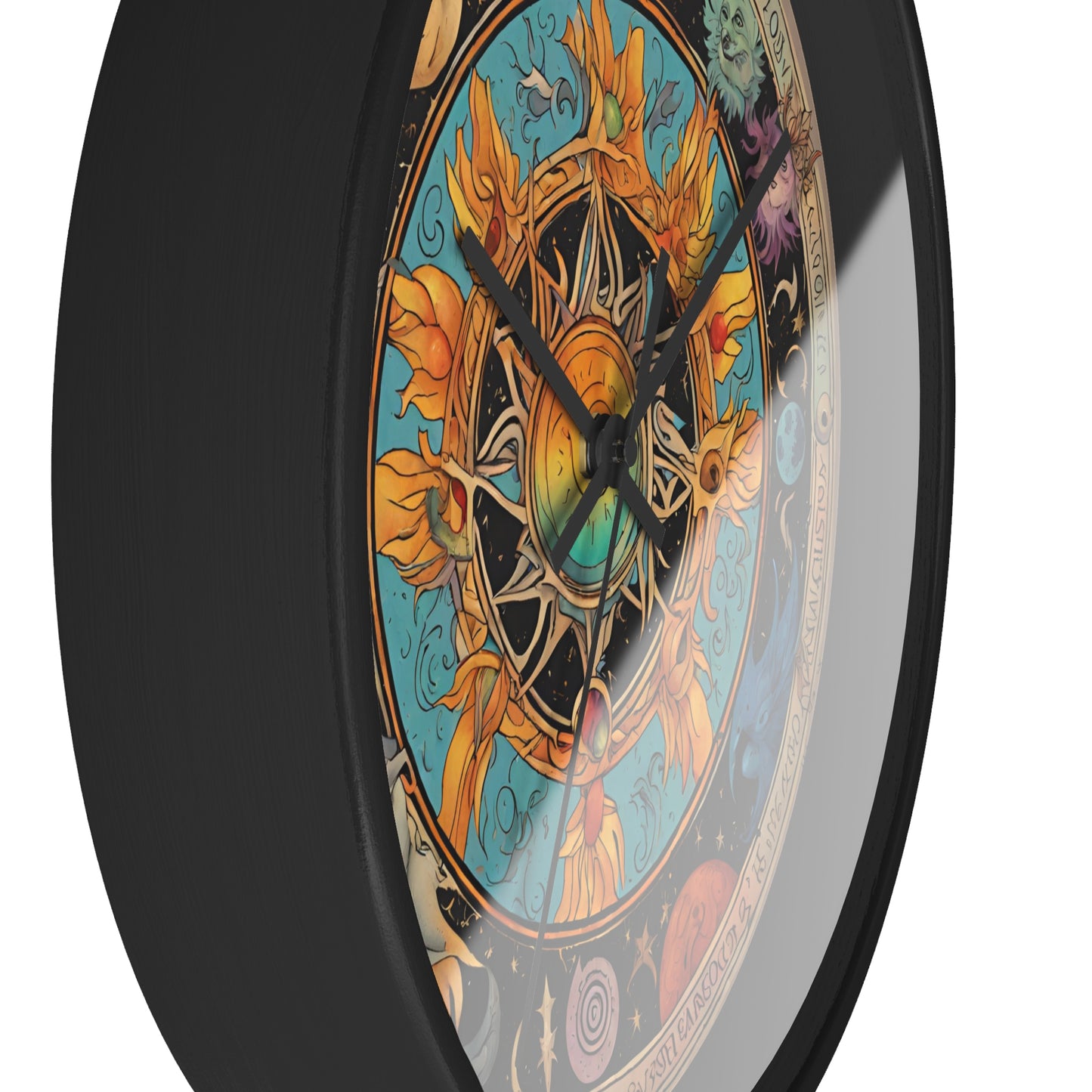 Sun Collage Wall Art Clock | Celestial Solstice Astronomy Wiccan Hanging | Comet Constellations Home Office Solar System Pagan Decor Gift