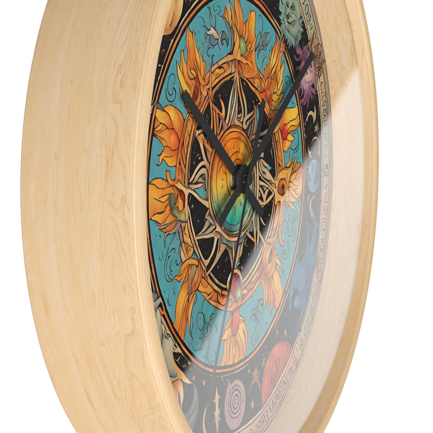 Sun Collage Wall Art Clock | Celestial Solstice Astronomy Wiccan Hanging | Comet Constellations Home Office Solar System Pagan Decor Gift