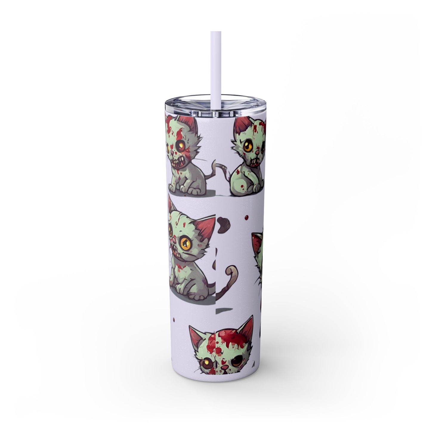 Zombie Kitties Skinny Tumbler | Mutated Kitten Zombies Insulated Cup | Furry Mutant Cats Office College School Hiking Road Drink Traveler
