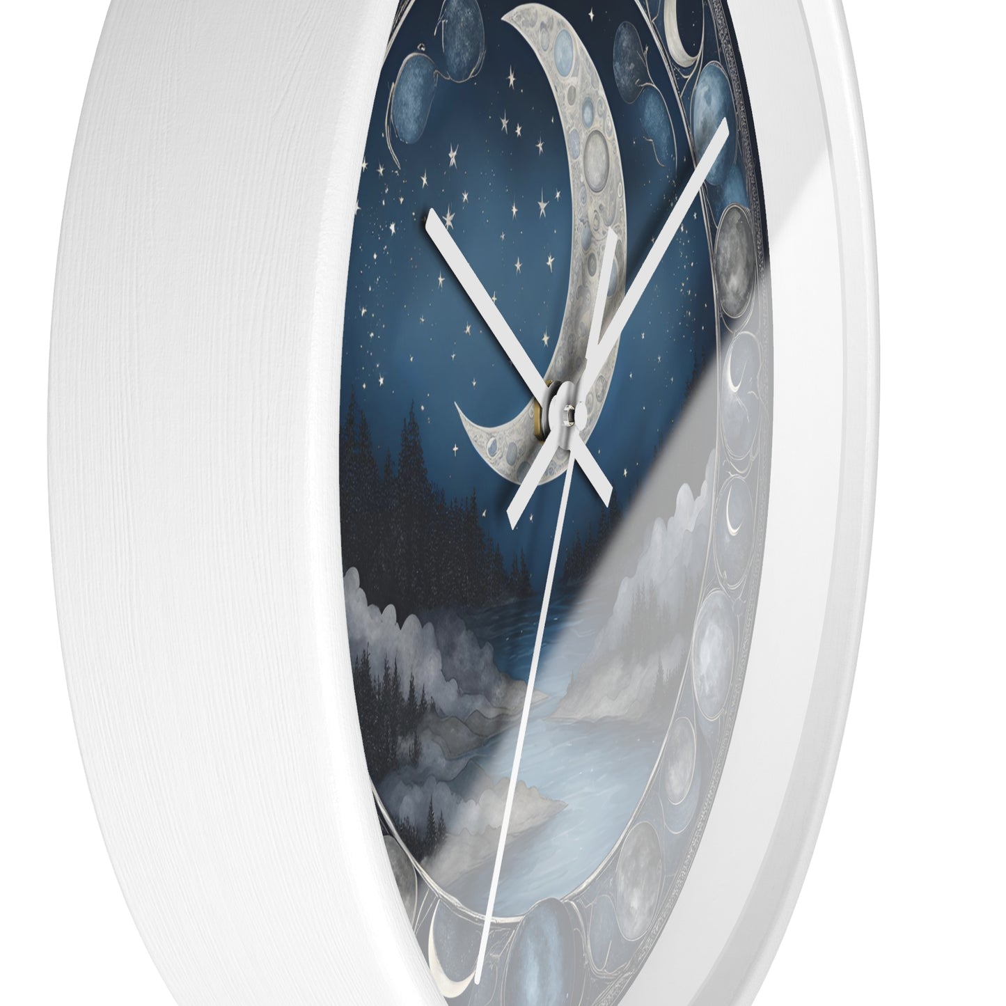 Moon Phases Wall Clock, Lunar Cycle Astronomy Home Decor, Solar System Wall Hanging, Celestial Office Art, Gift for Space Enthusiasts