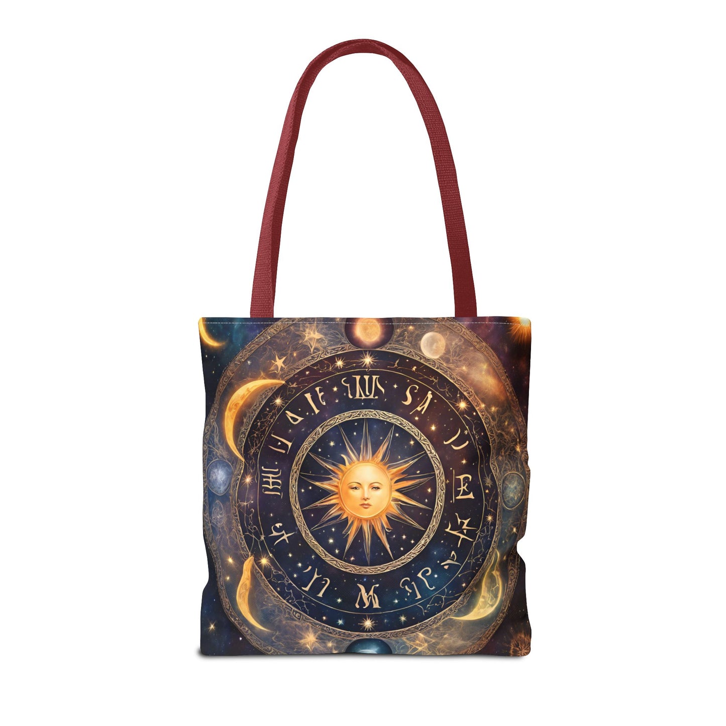Moon Phases Tote Bag | Lunar Cycle Astronomy Wiccan Grocery Bag | Solstice Home Office Laptop Carrier | Solar System Travel Overnight Gift