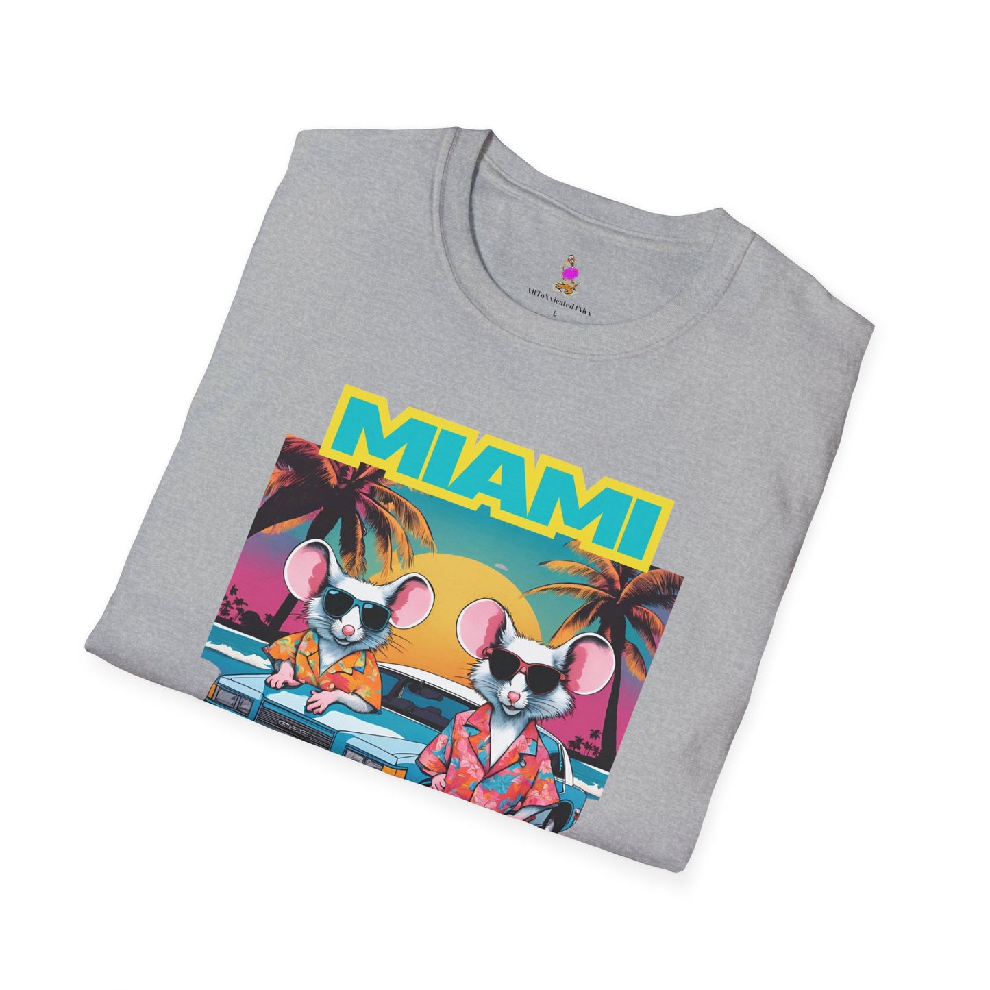 Miami Vice 80s TV Spoof T-Shirt, Funny Miami Mice Parody Shirt, Television Humor Tee, Unisex Softstyle Top, Retro Series Graphic Tee