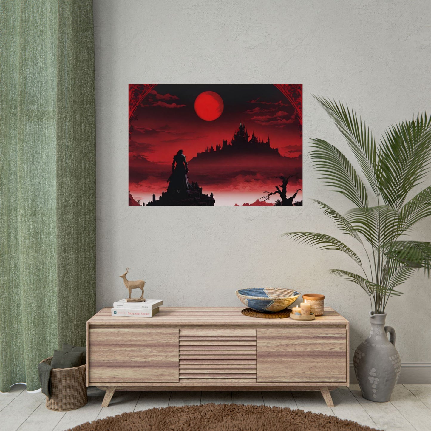 Castlevania Belmont Video Game Room Wall Decor | What A Horrible Night to Traverse the Darkness Art | Dracula Castle Vampire Wall Hanging