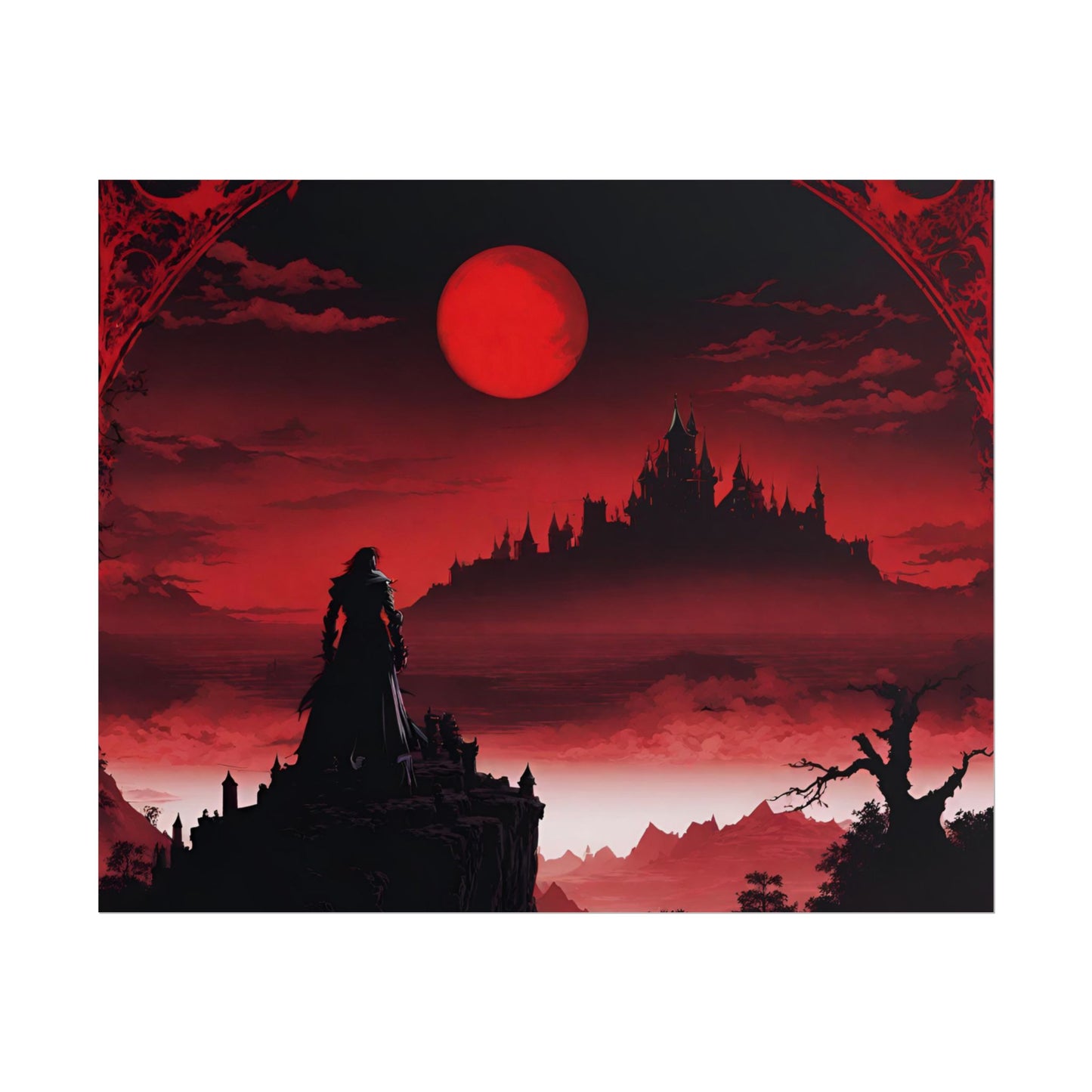 Castlevania Belmont Video Game Room Wall Decor | What A Horrible Night to Traverse the Darkness Art | Dracula Castle Vampire Wall Hanging