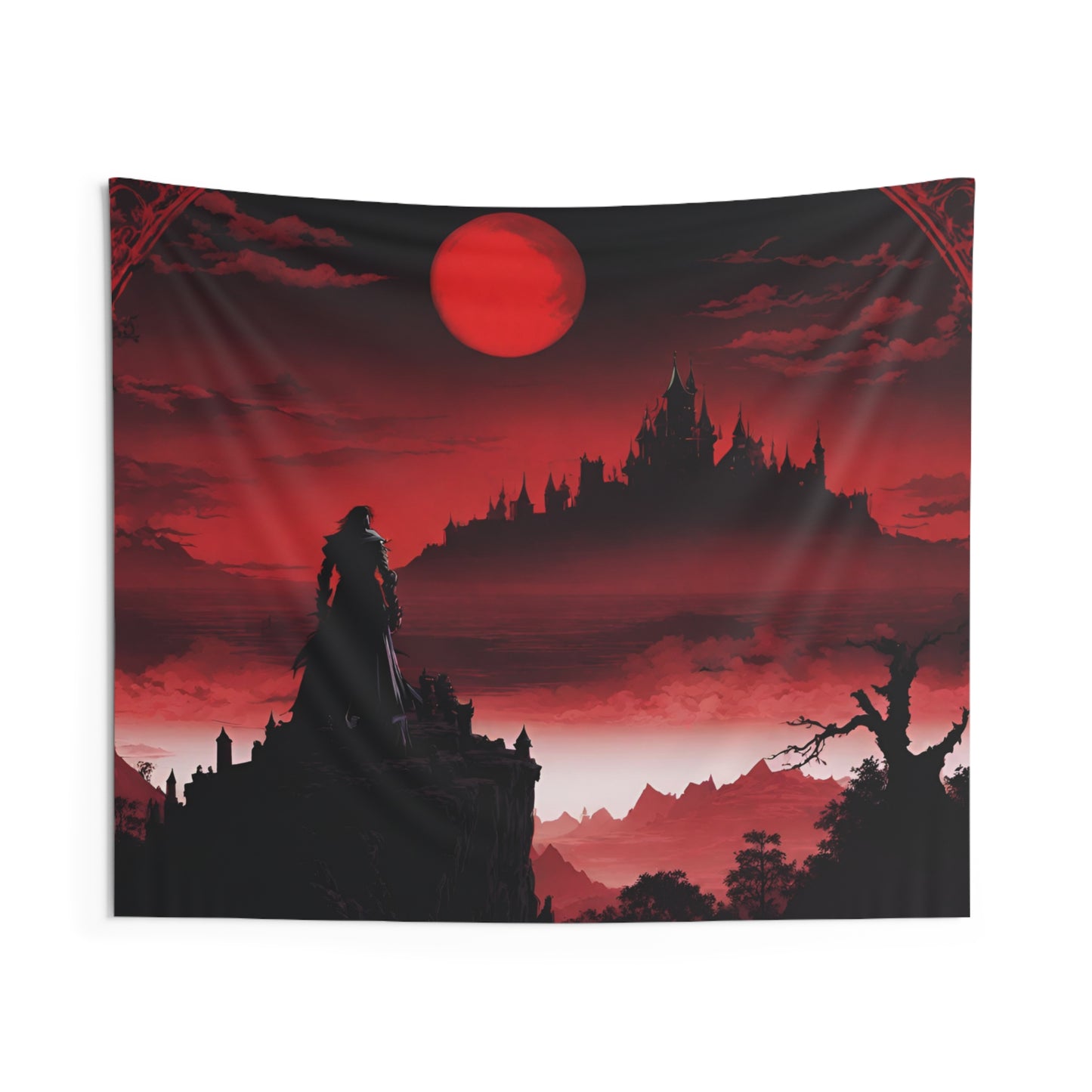Castlevania Belmont Video Game Room Inspired Art Tapestry | What a Horrible Night to Traverse the Darkness | Dracula Castle Vampire Gift
