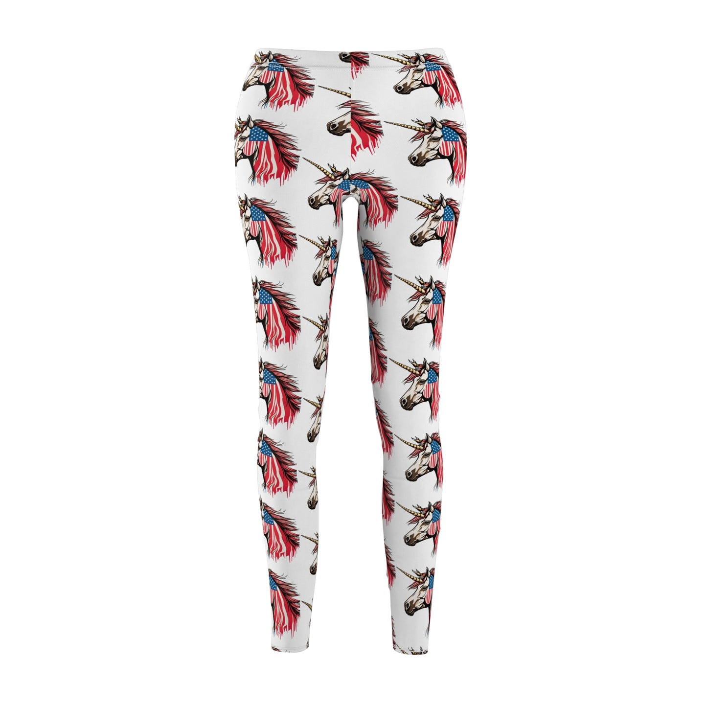 Patriotic Unicorn Skinny Leggings, United States Freedom Loving Horse Lounge Tights, US Election Elastic Exercise Jogging Pattern Yoga Pants