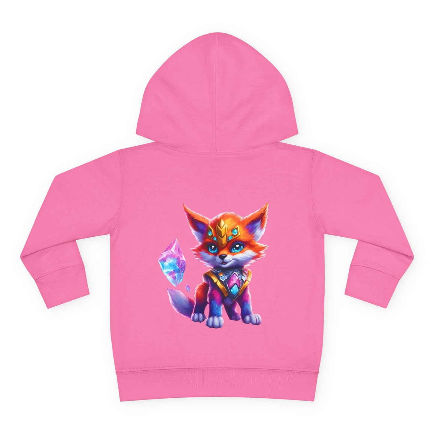 Rainbow Crystal Fox Toddler Girls Hoodie, Orange Blue Cosmic Guardian Sweatshirt, Two Sided 2T 4T 5-6T Long Sleeve Hood