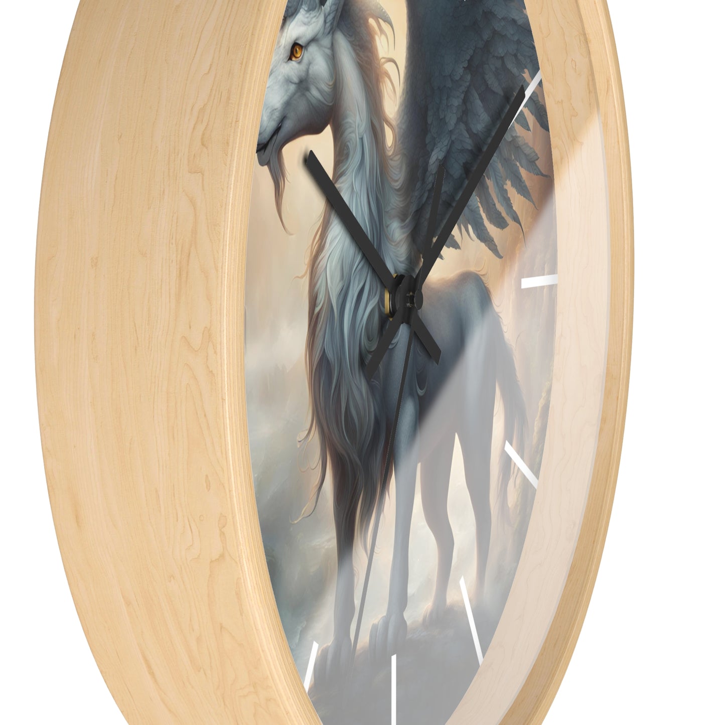 Majestic Myths Art Clock | Pegasus Horned Winged Horse Wall Hanging | Mystical Mountain Cloud Fantasy Home Office Decor Gift