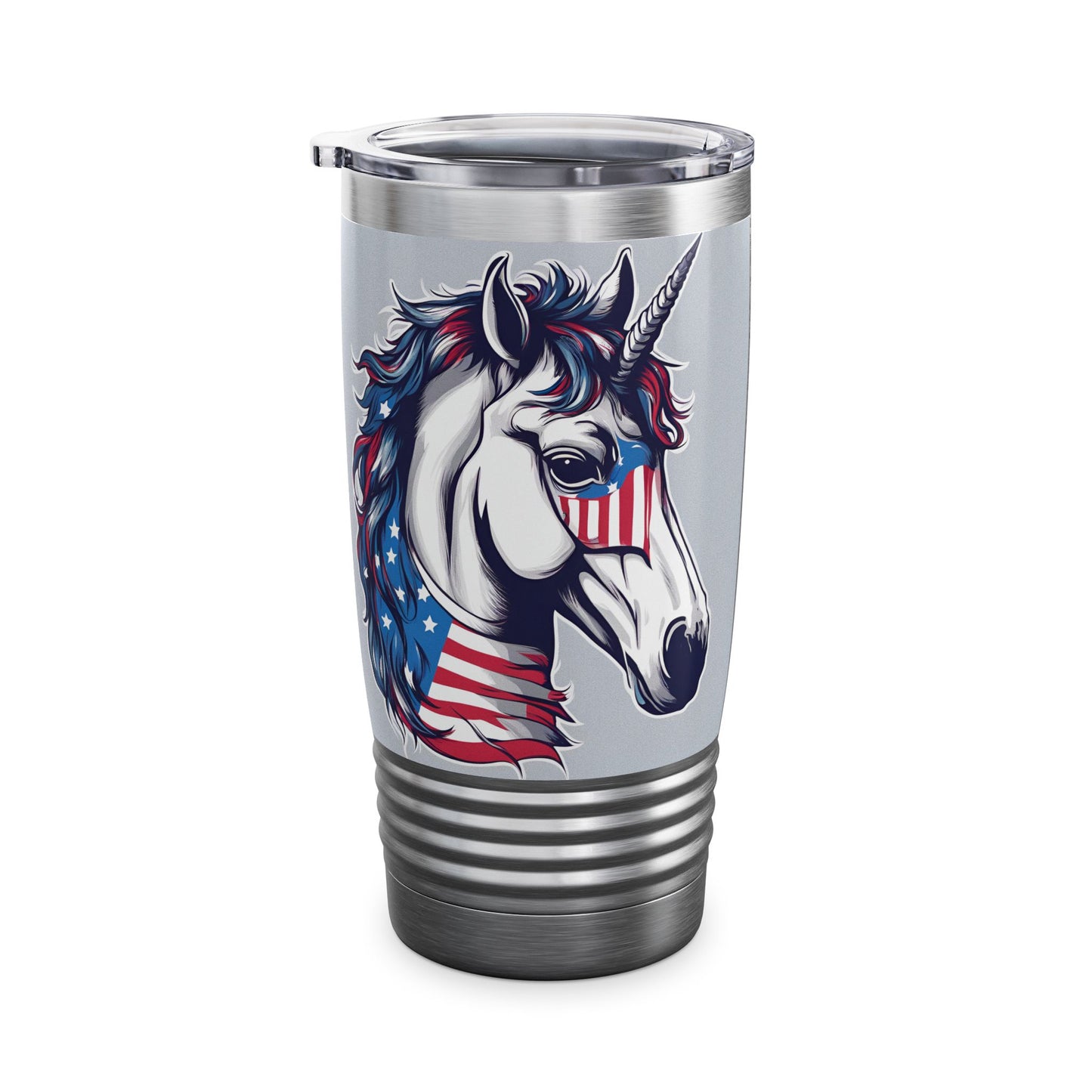 Patriotic Unicorn Tumbler | American Flag Election Traveler | United States Flag Patriot Veteran Gift | Freedom Loving Horse Road Drink Cup