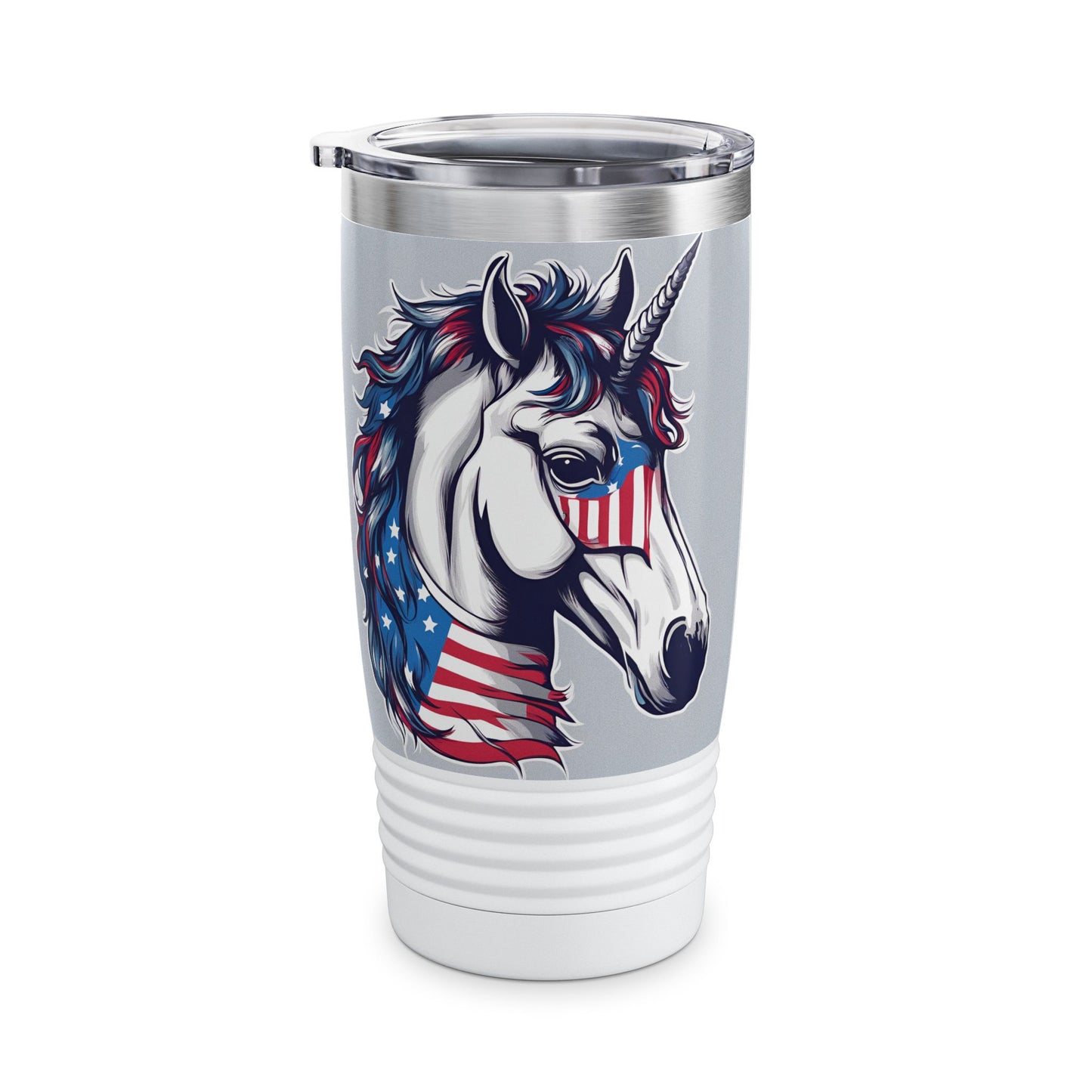 Patriotic Unicorn Tumbler | American Flag Election Traveler | United States Flag Patriot Veteran Gift | Freedom Loving Horse Road Drink Cup