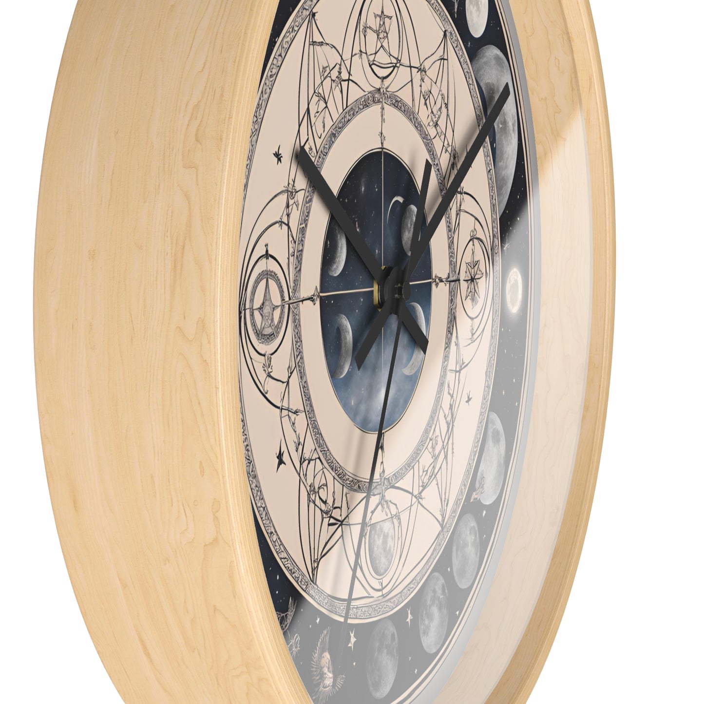 Moon Phases Wall Clock, Lunar Cycle Astronomy Home Decor, Solar System Wall Hanging, Celestial Office Art, Gift for Space Enthusiasts