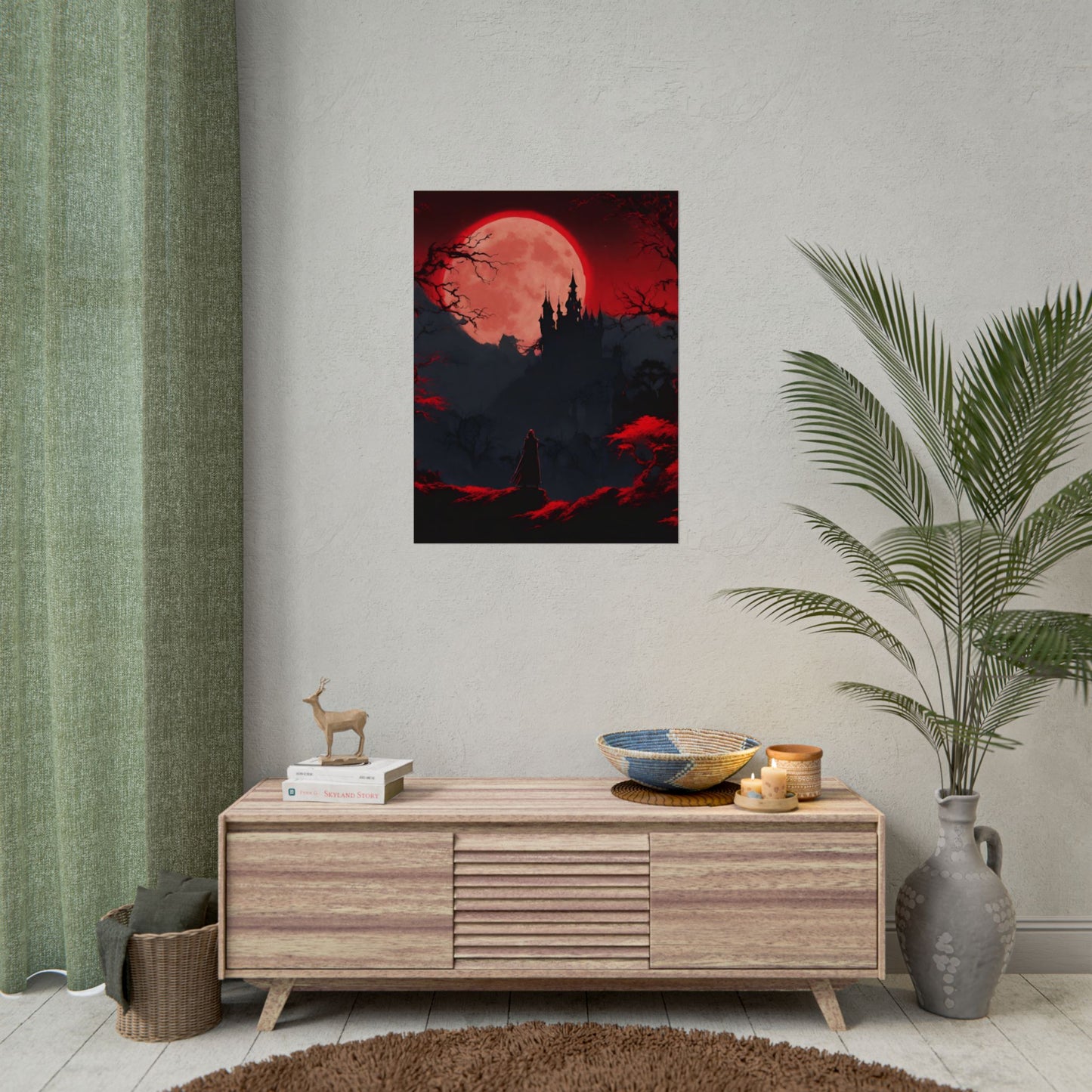 Castlevania Belmont Video Game Room Inspired Wall Decor | Cursed Ring of Lunar Blood Poster | Dracula Castle Vampire Night Wall Hanging