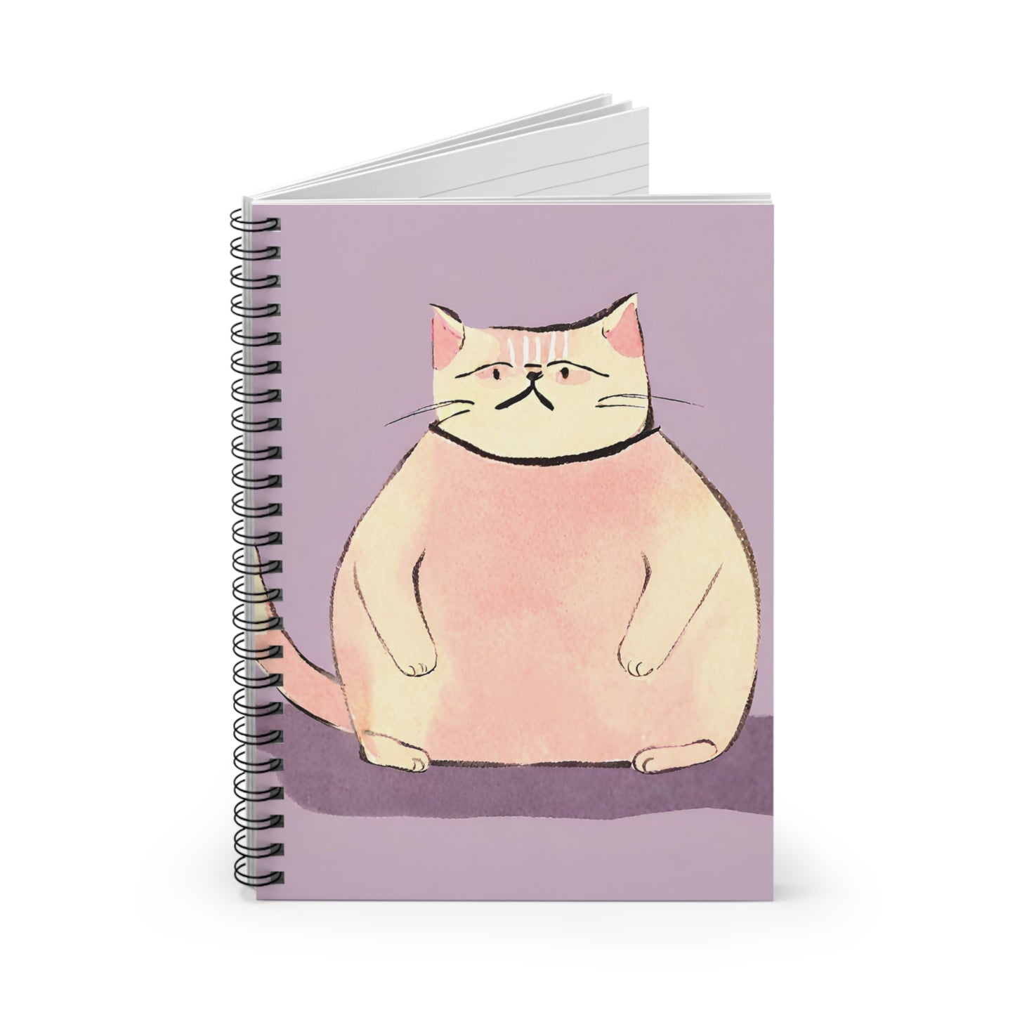 Offended Cat Unhappy Kitty Spiral Notebook Rule Line Paper A5 6x8 Inch Size Journal