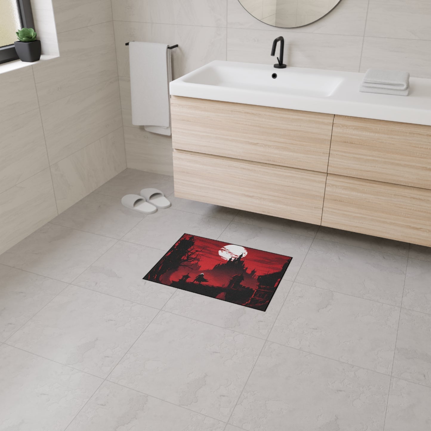 Castlevania Belmont Video Game Inspired Floor Mat | Death and Terror Await in the Dark of Night Bathroom Decor | Dracula Door Entry Gift