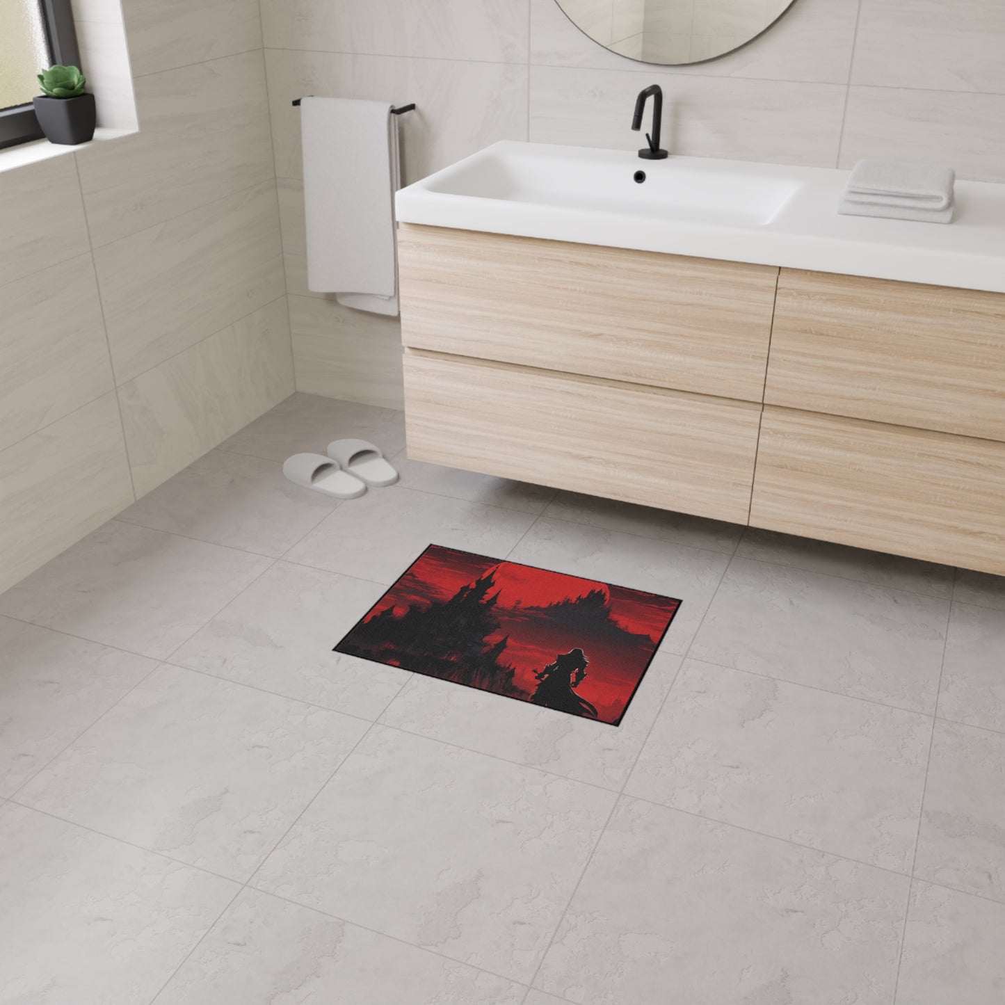 Castlevania Belmont Video Game Inspired Floor Mat | Death and Terror Await in the Dark of Night Bathroom Decor | Dracula Door Entry Gift