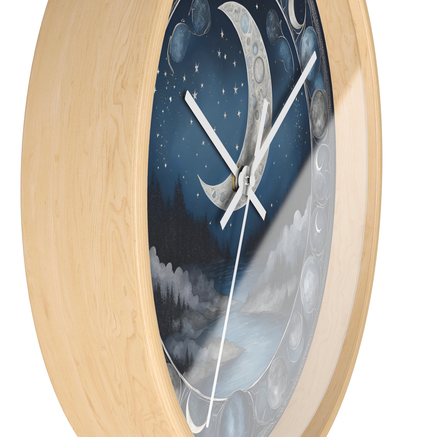 Moon Phases Wall Clock, Lunar Cycle Astronomy Home Decor, Solar System Wall Hanging, Celestial Office Art, Gift for Space Enthusiasts