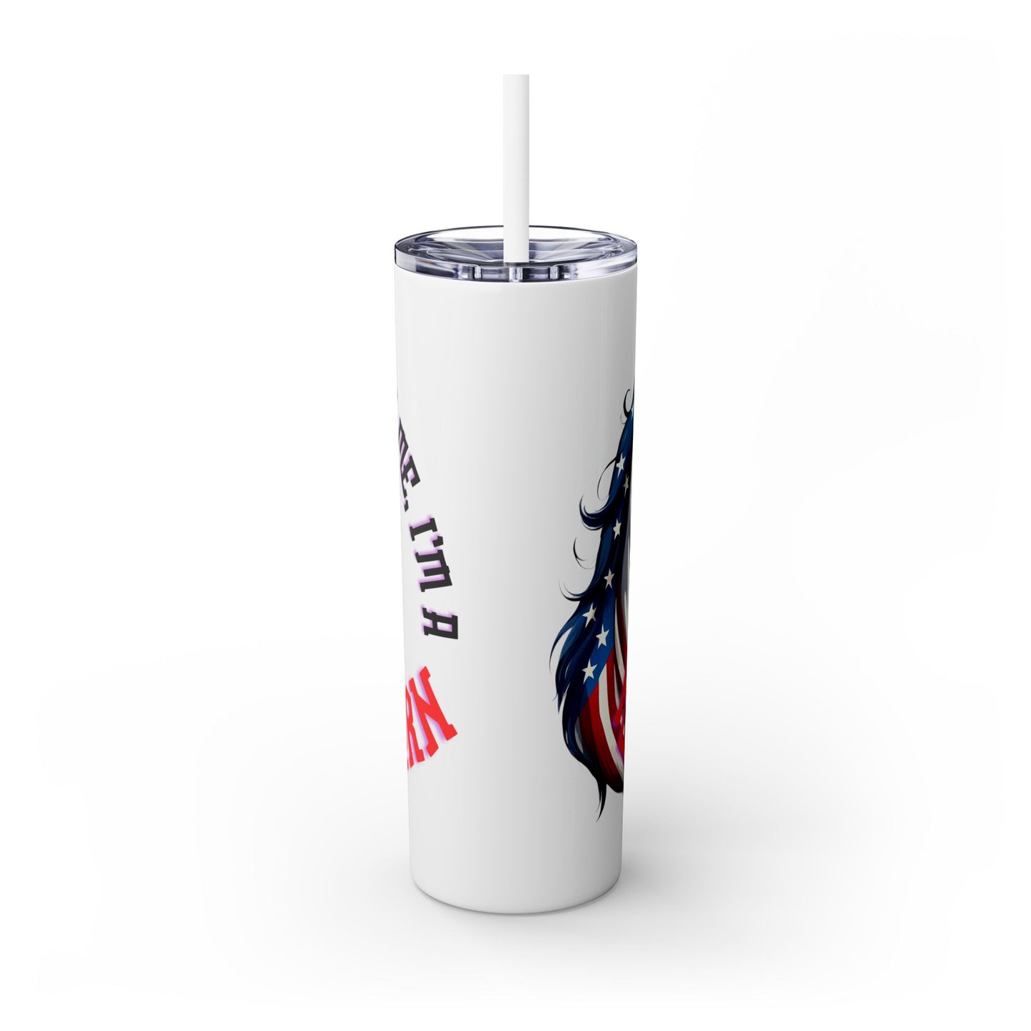 Patriotic American Unicorn Skinny Tumbler | United States Freedom Loving Horse Insulated Cup | US Flag Veteran Gift Patriot Drink Traveler