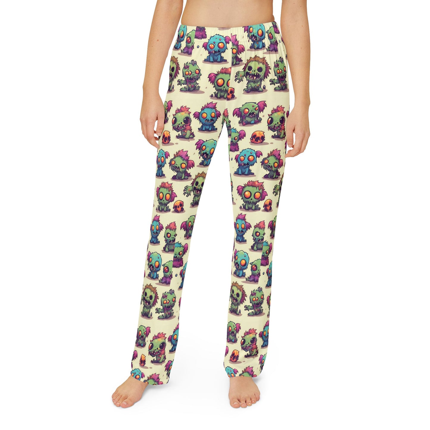 Kids Zombie Pajama Pants | Vintage 90's Style Retro Monster Gross Out Bed Time Wear | Cute Furry Fuzzy Yucky Beast Monsters Night Bottoms
