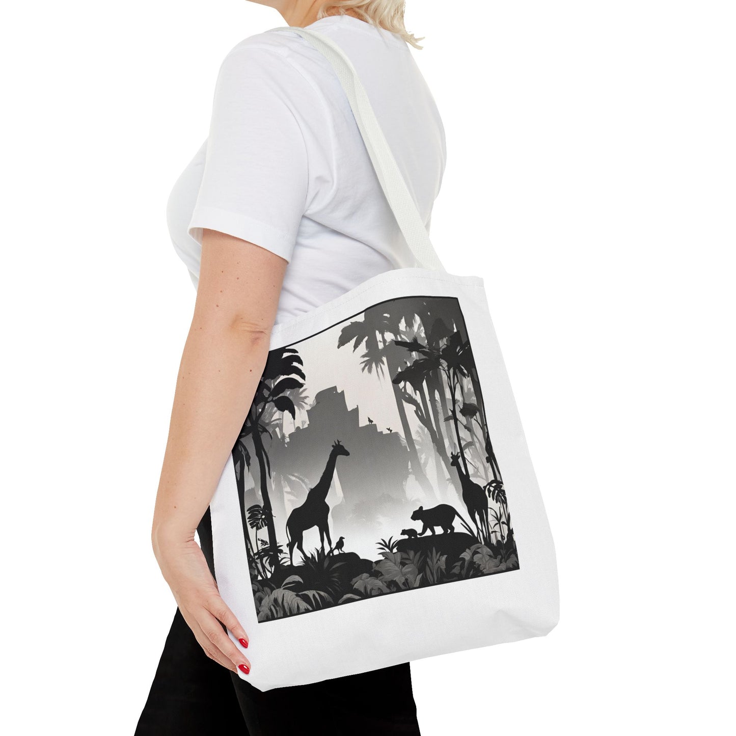 Giraffe Tote Bag | Savannah Forest Grocery Bag | Shadow Giraffes Nature Scene Travel Tote | Daily Office Traveler Tote Bag