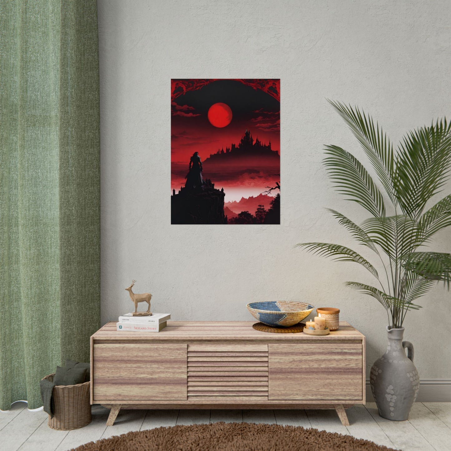 Castlevania Belmont Video Game Room Wall Decor | What A Horrible Night to Traverse the Darkness Art | Dracula Castle Vampire Wall Hanging