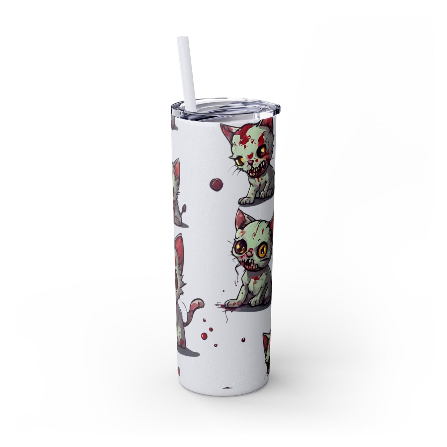 Zombie Kitties Skinny Tumbler | Mutated Kitten Zombies Insulated Cup | Furry Mutant Cats Office College School Hiking Road Drink Traveler