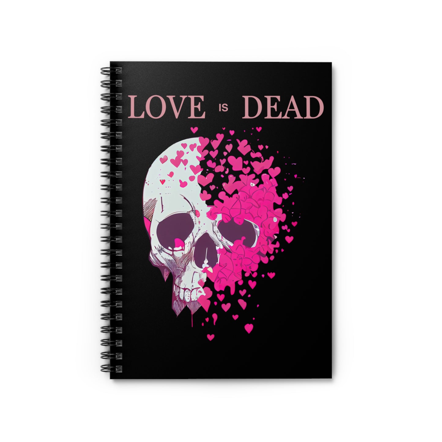 Love is Dead Skull and Hearts Spiral Notebook, Failed Relationships Office School Paper Journal