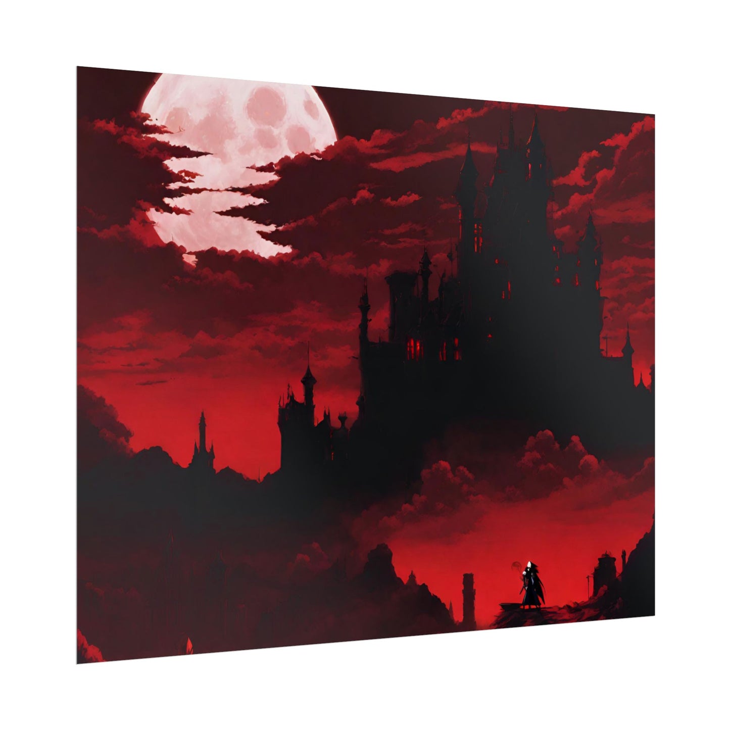 Castlevania Simon Belmont Video Game Room Inspired Wall Decor | The Cursed Night Begins Poster | Dracula Castle Vampire Night Wall Hanging