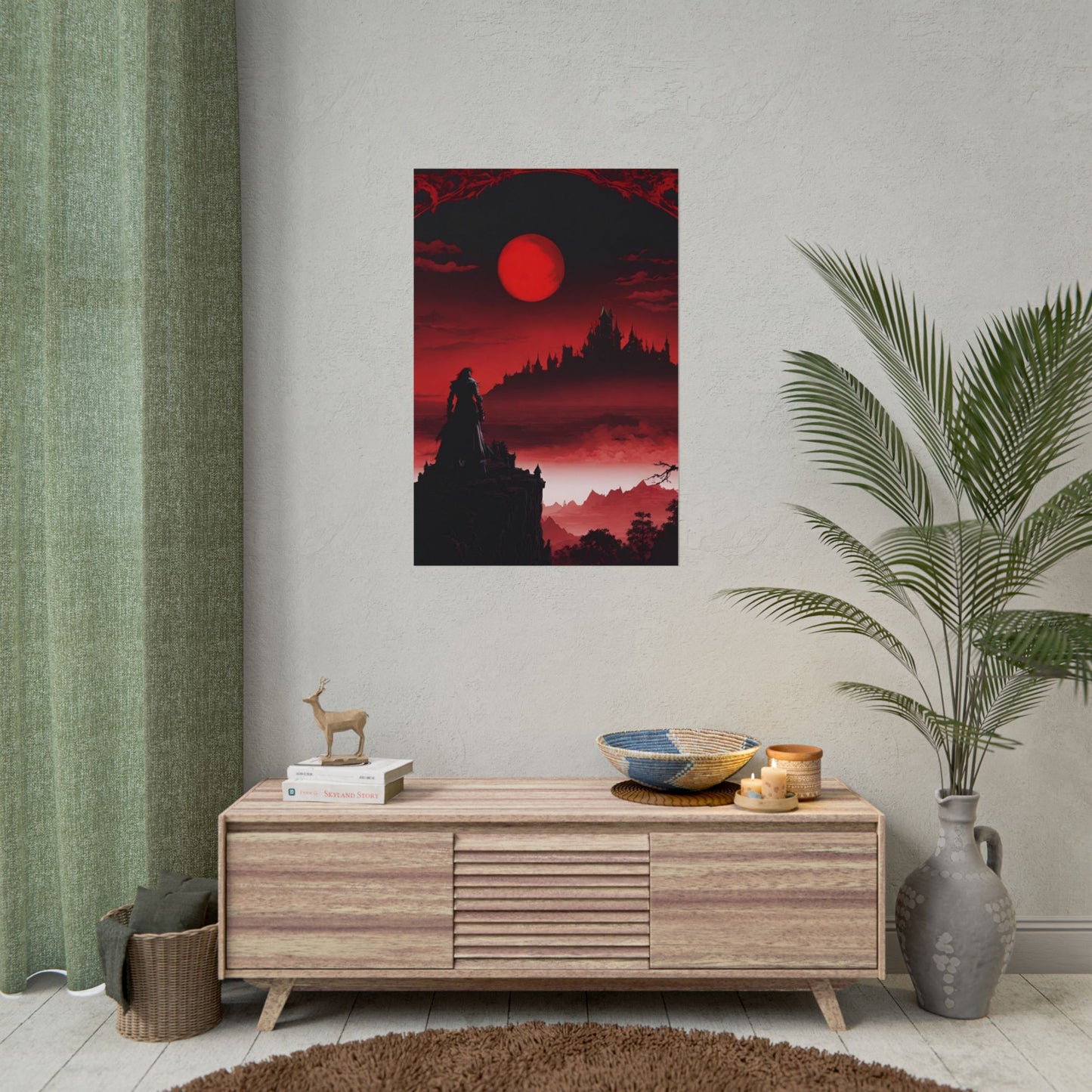 Castlevania Belmont Video Game Room Wall Decor | What A Horrible Night to Traverse the Darkness Art | Dracula Castle Vampire Wall Hanging
