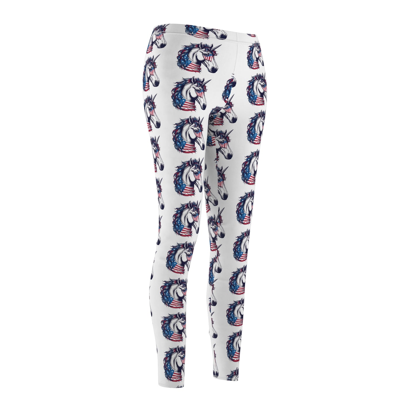Patriotic Unicorn Skinny Leggings, United States Freedom Loving Horse Lounge Tights, US Election Elastic Exercise Jogging Pattern Yoga Pants