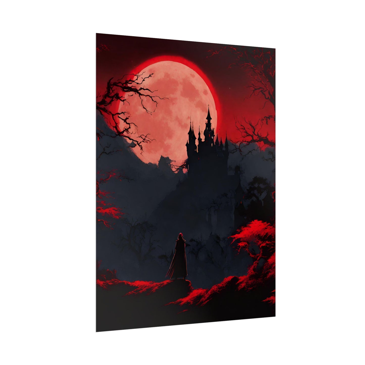 Castlevania Belmont Video Game Room Inspired Wall Decor | Cursed Ring of Lunar Blood Poster | Dracula Castle Vampire Night Wall Hanging