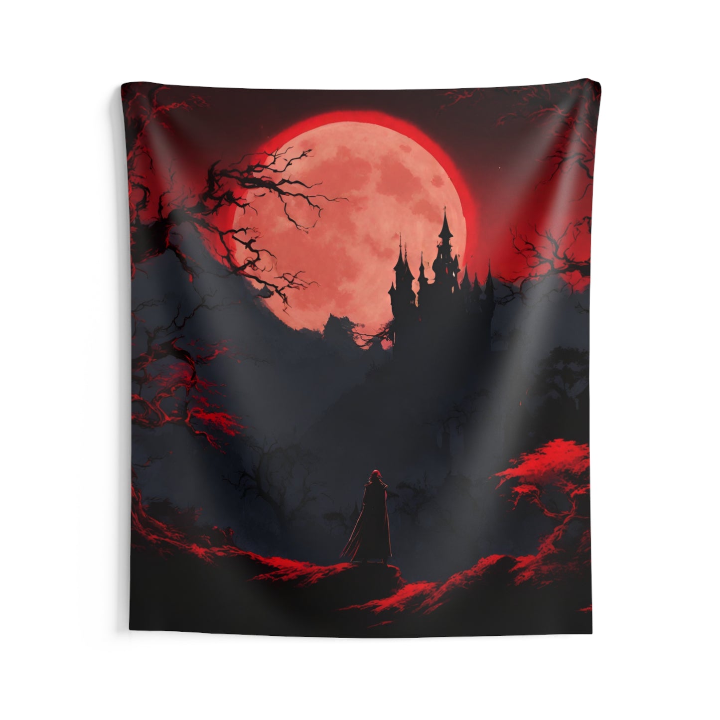 Castlevania Belmont Video Game Room Inspired Art Tapestry | Cursed Ring of Lunar Blood Wall Decor | Dracula Castle Vampire Gamer Gift