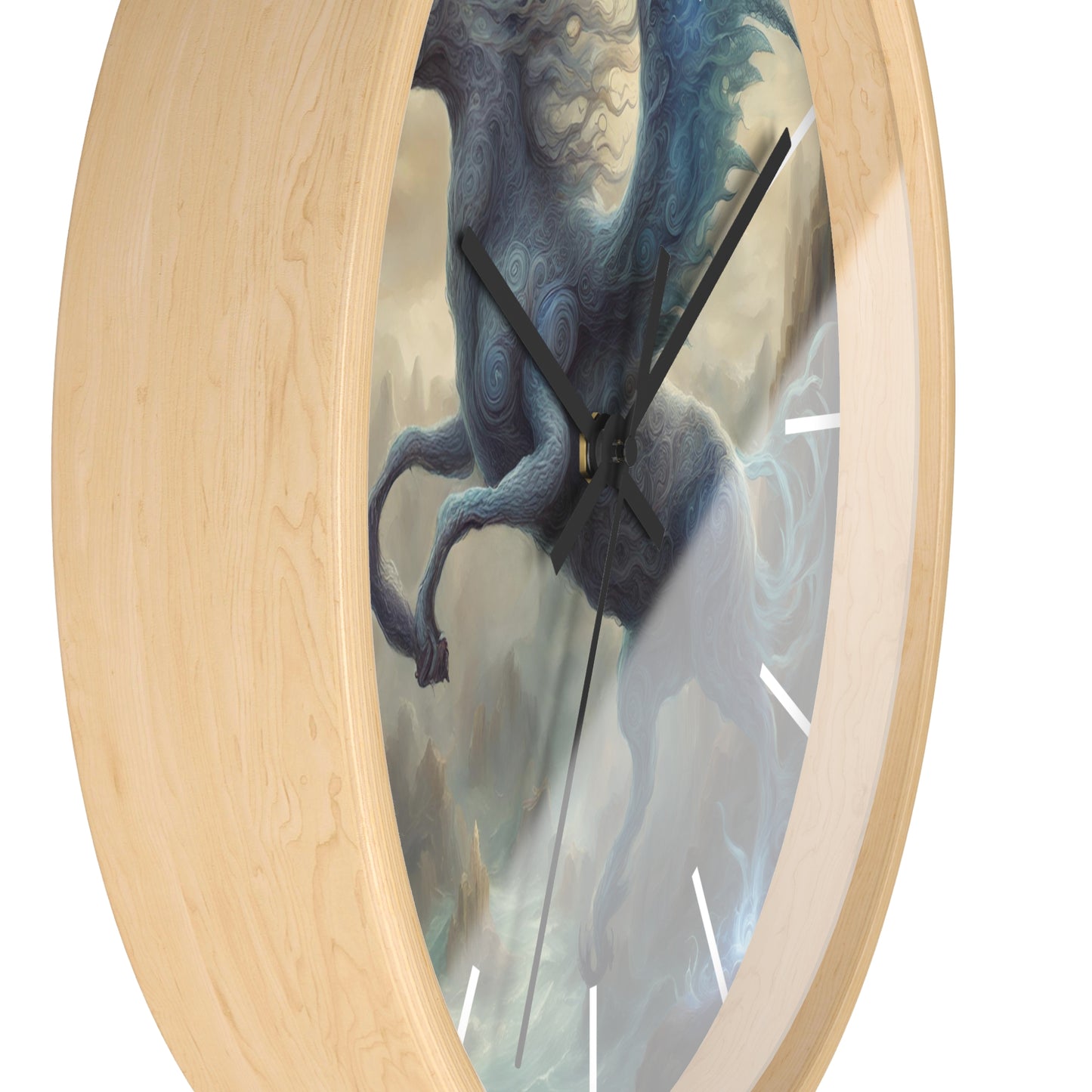 Majestic Myths Art Clock | Electrified Pegasus Horse Wall Hanging | Mystical Winged Blue Lightning Fantasy Home Office Decor Gift