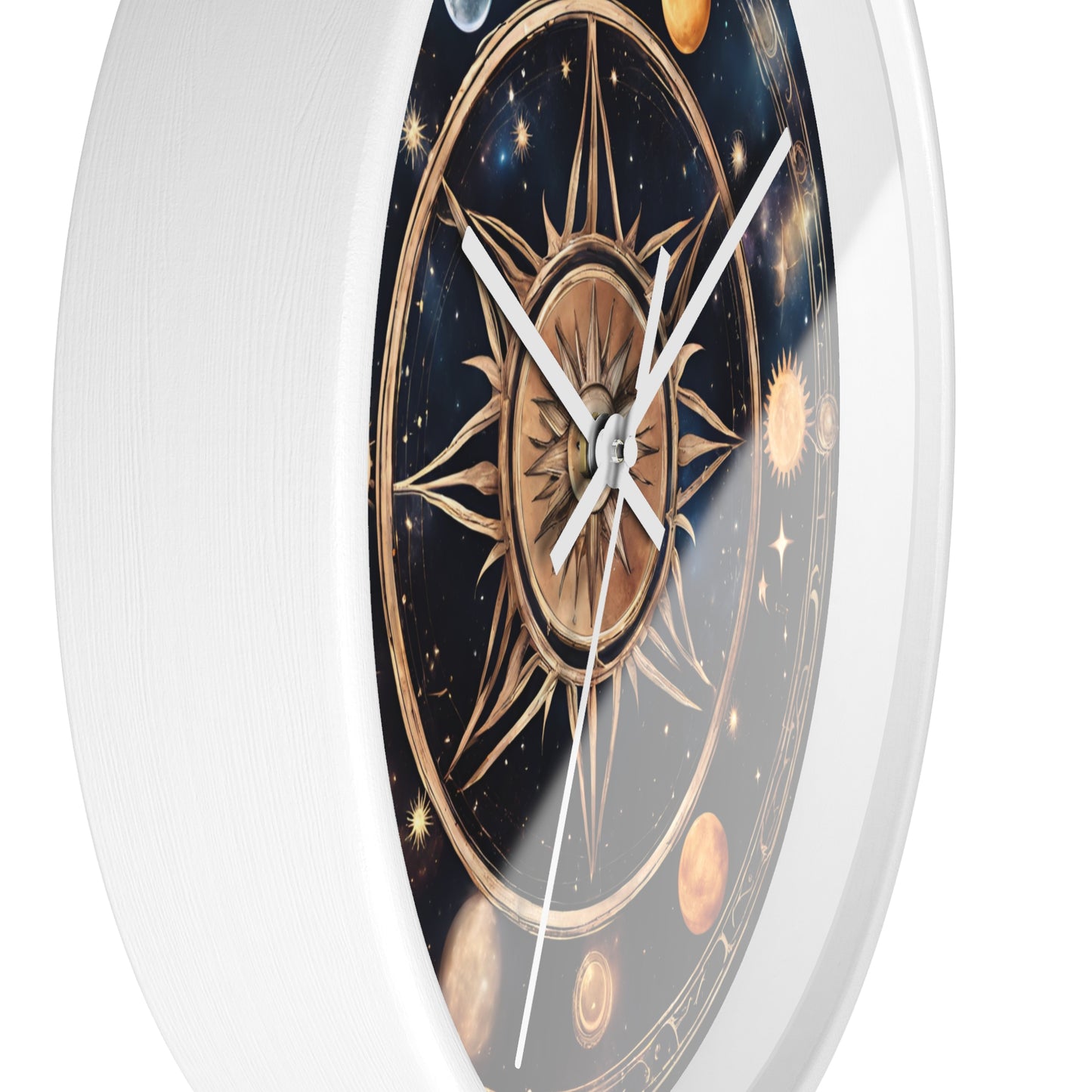 Moon Phases Solstice Star Wall Art Clock | Lunar Cycle Galaxy Astronomy Wall Hanging | Mystical Night Solar System Office Wall Decor Gift