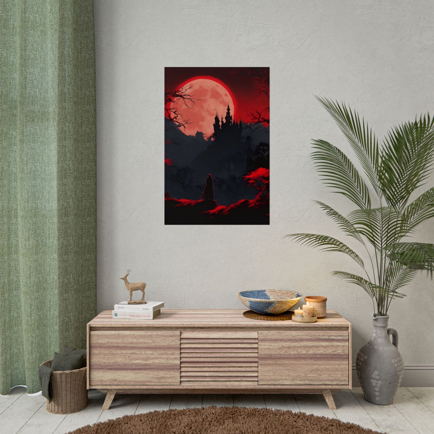 Castlevania Belmont Video Game Room Inspired Wall Decor | Cursed Ring of Lunar Blood Poster | Dracula Castle Vampire Night Wall Hanging