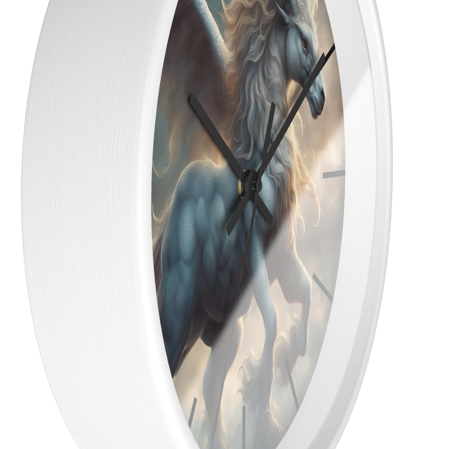 Majestic Myths Art Clock | Pegasus Horned Winged Horse Wall Hanging | Mystical Cloud Sky Fantasy Home Office Decor Gift